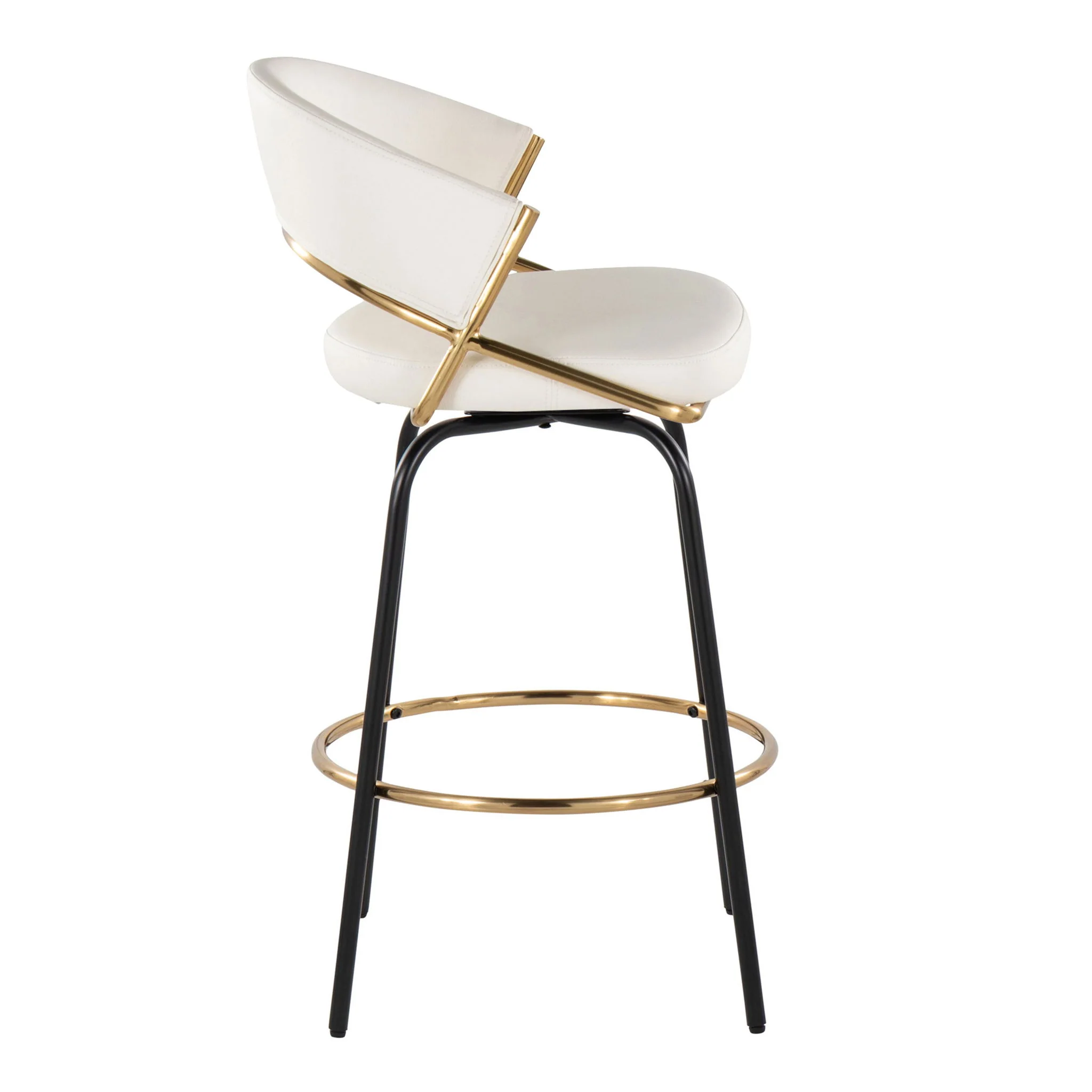 Jie - Fixed Height Contemporary Counter Stool With Swivel Round Footrest (Set of 2) - Image 7