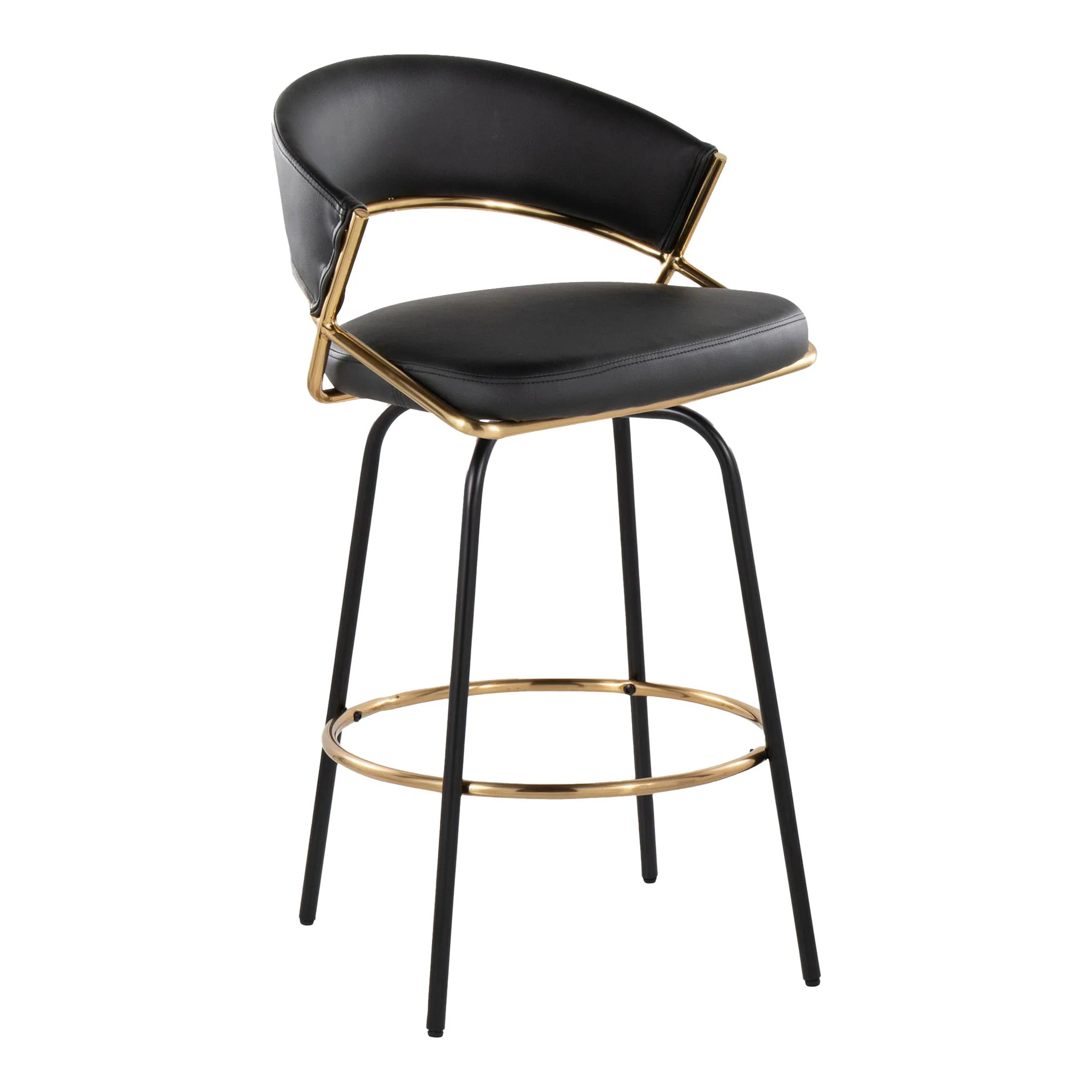 Jie - Fixed Height Contemporary Counter Stool With Swivel Round Footrest (Set of 2) - Image 8
