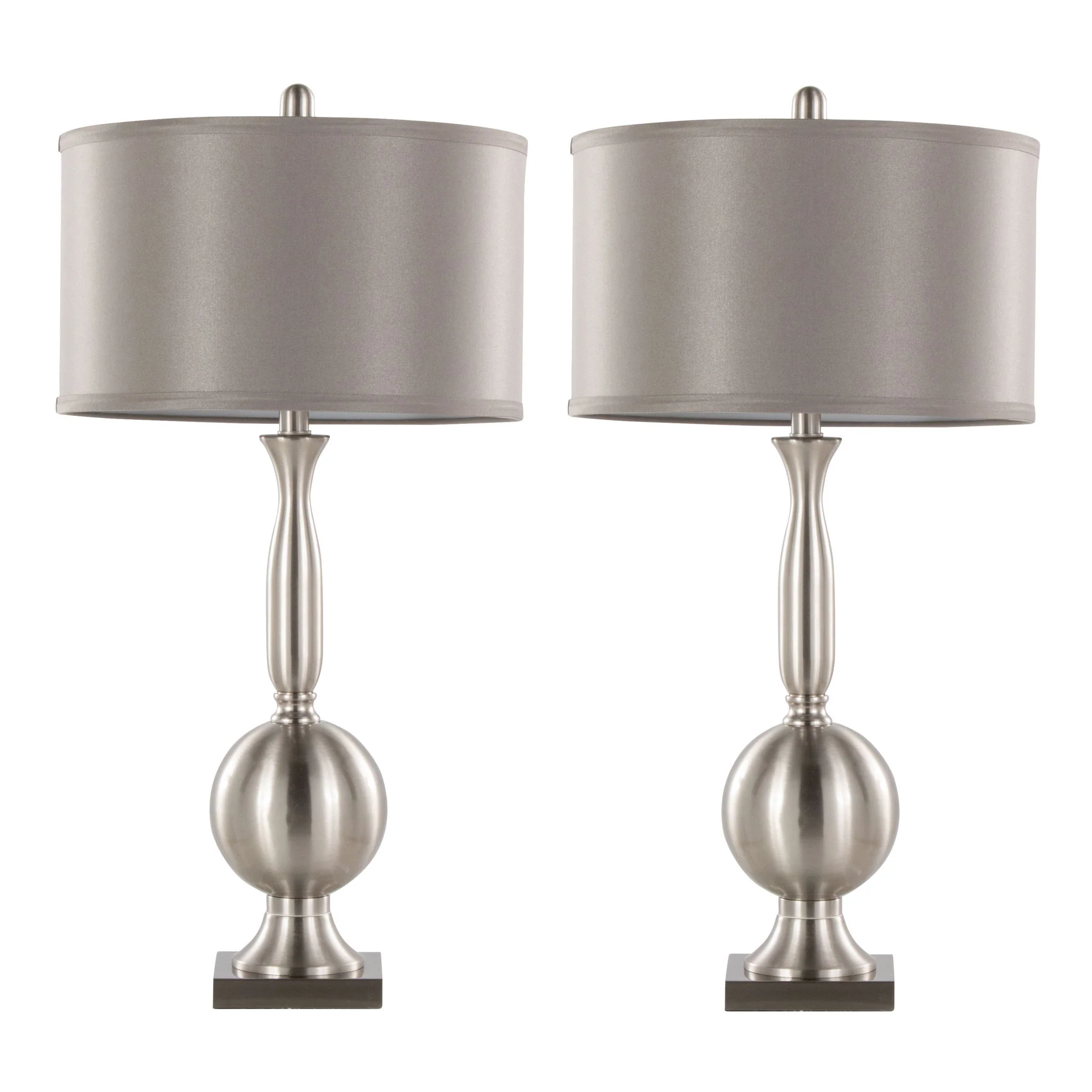 Joan - Contemporary Table Lamp (Set of 2) - Nickel / Gray Satin - Image 3