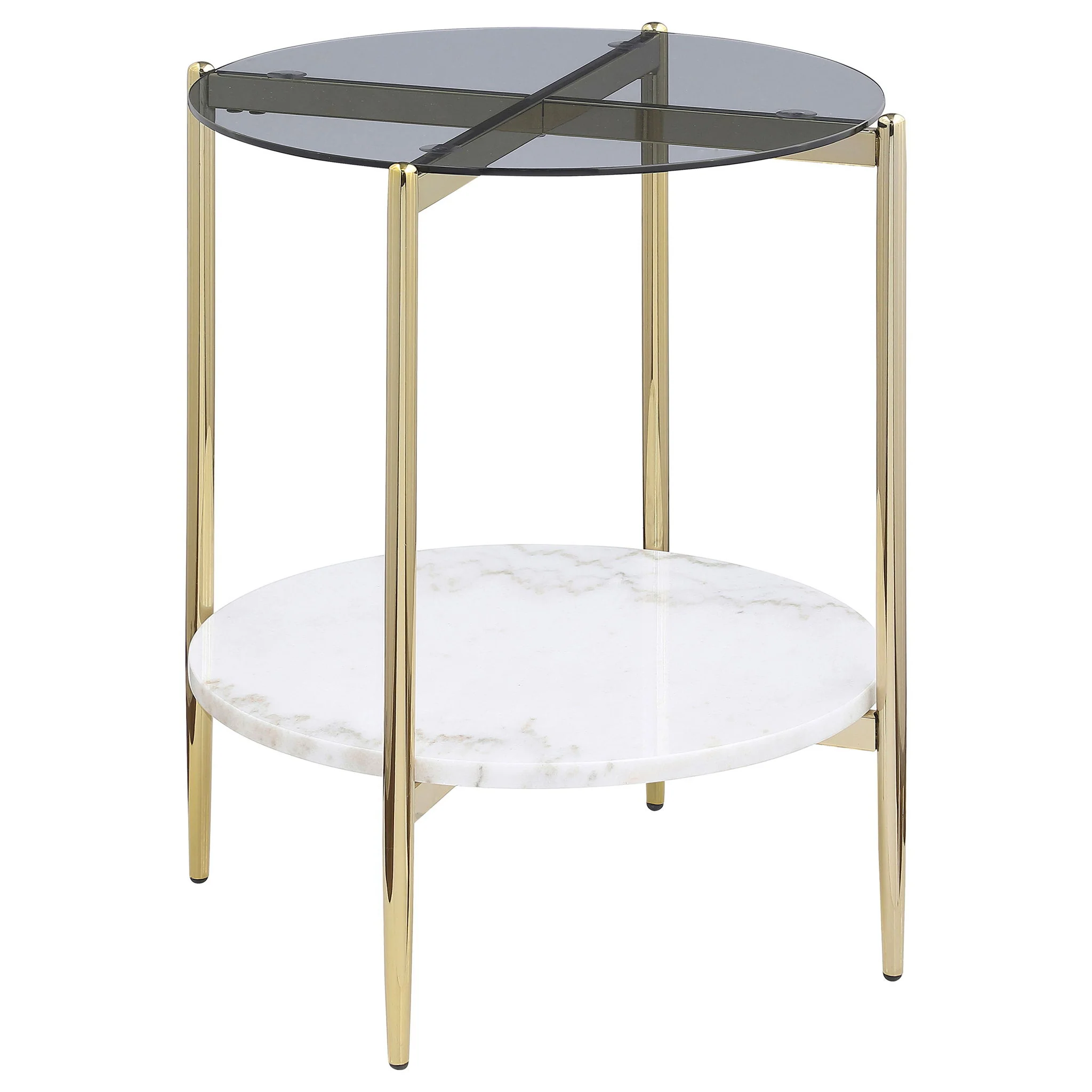Jonelle 3-piece Round Coffee and End Table Set Gold - Image 4