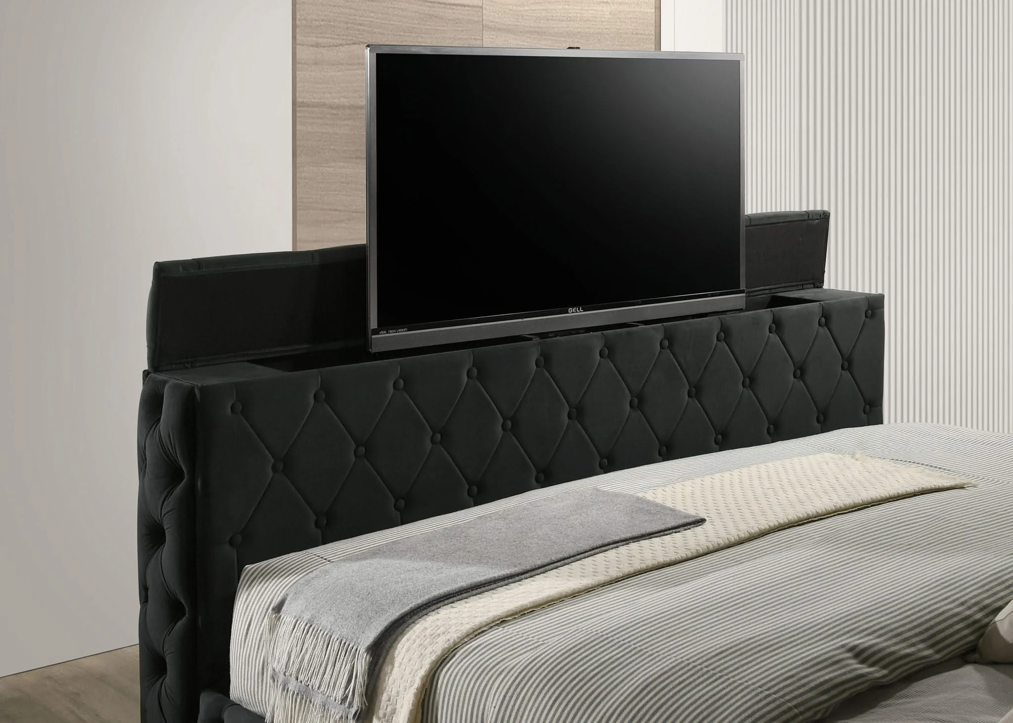 Josephine - Queen Bed With TV Lift - Black - Image 4