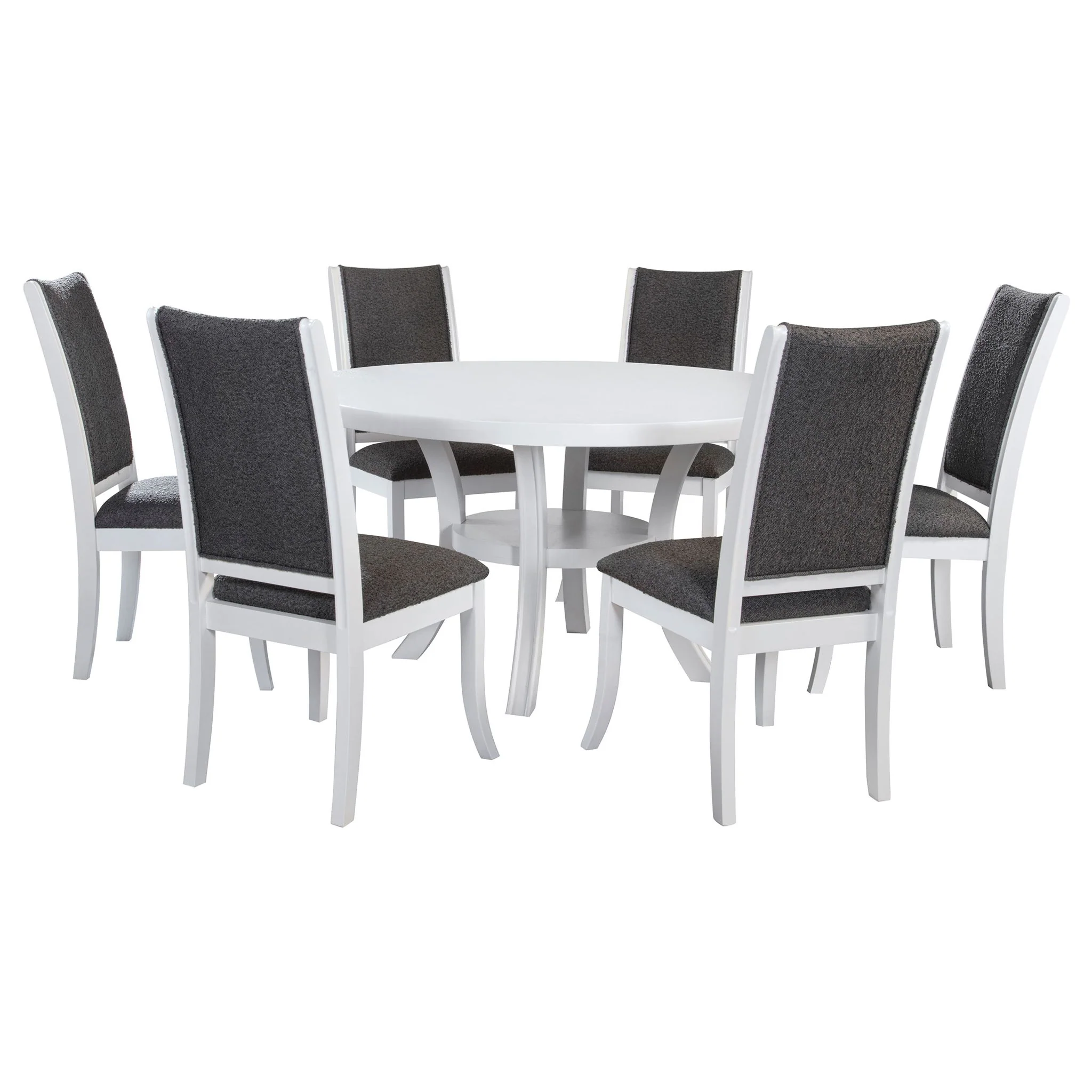Judd 7-piece 54-inch Round Wood Dining Table Set Pearl White - Image 4