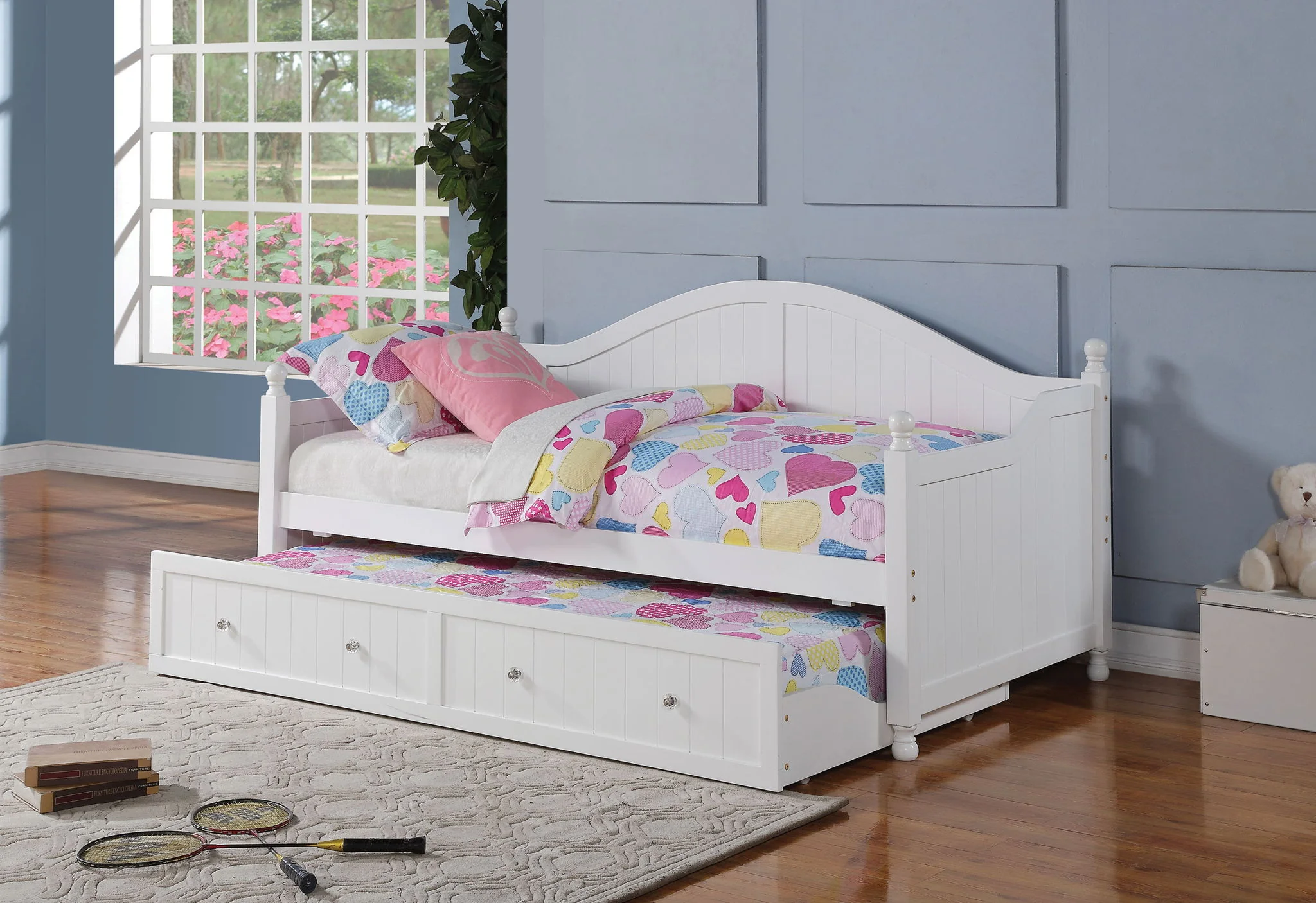 Julie Ann Wood Twin Daybed with Trundle White - Image 3