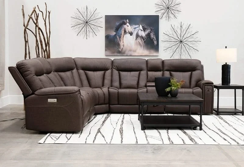 Jumbo Bark Brown Zero Gravity Triple Power Reclining 6 Piece Sectional with Storage Console - Image 4