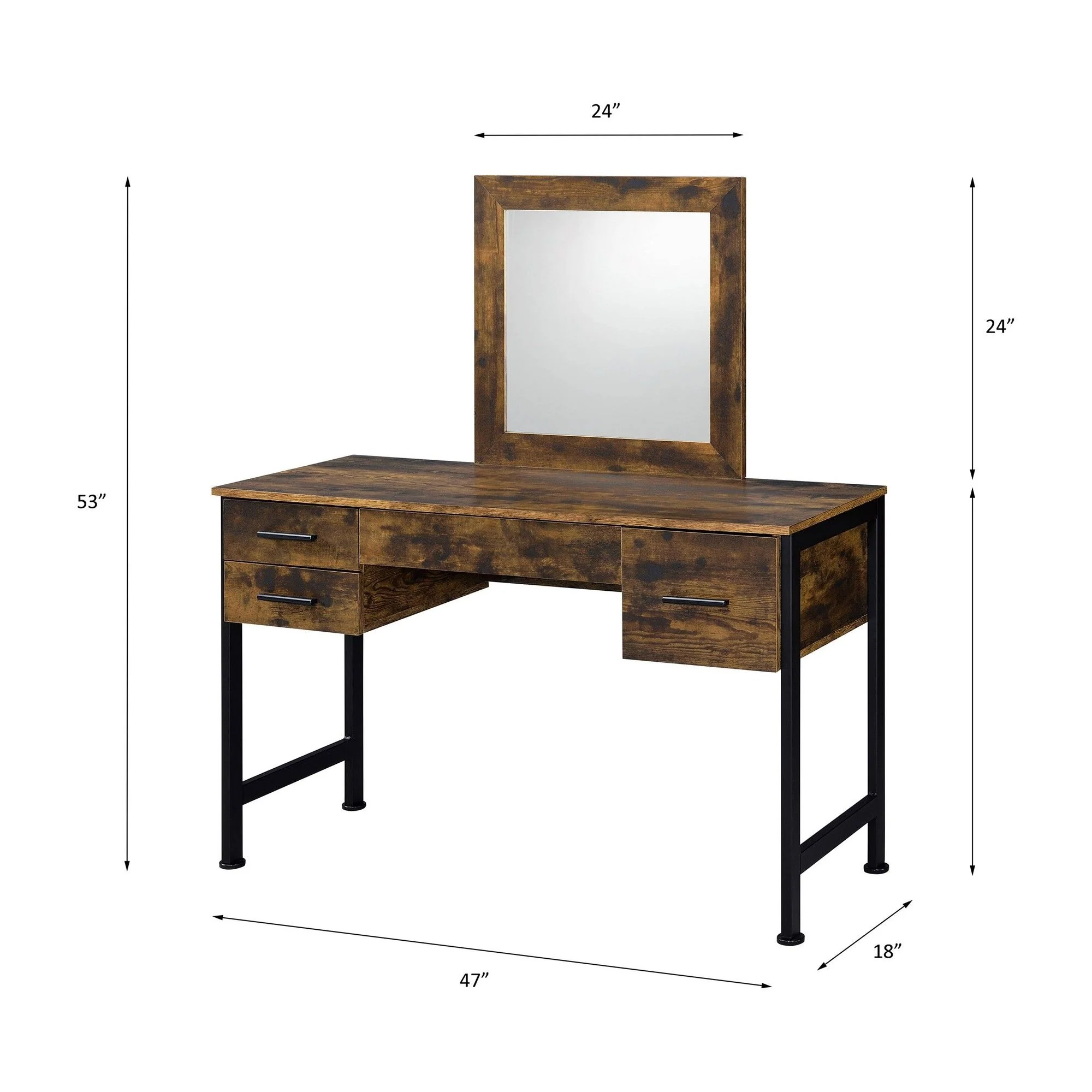 Juvanth - Rustic Vanity Desk Mirror - Oak - Image 3