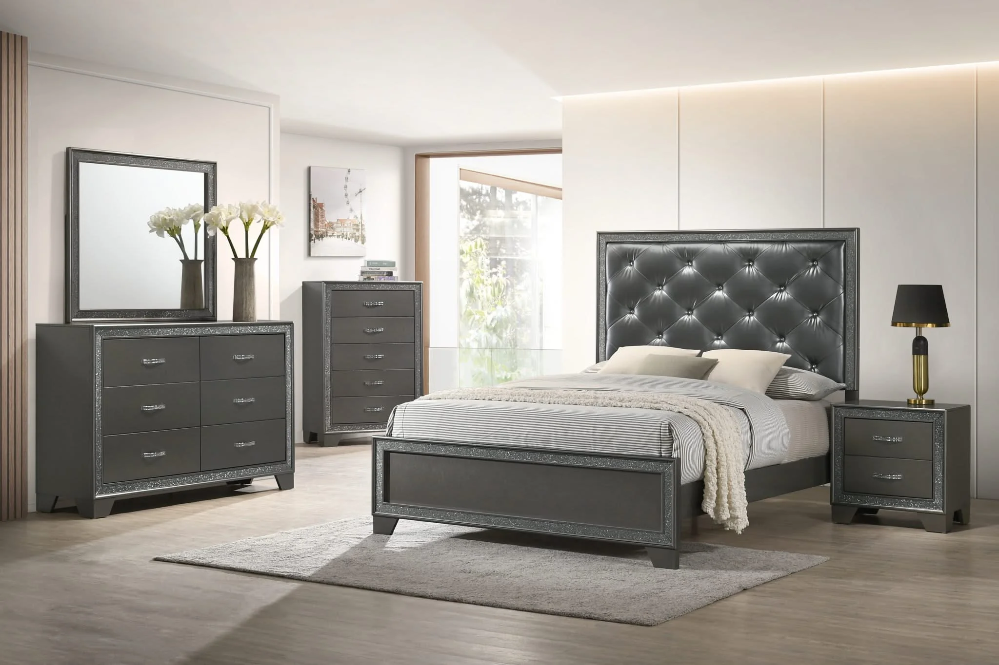 Kaia - Dresser & Mirror - Dark Gray - Image 2