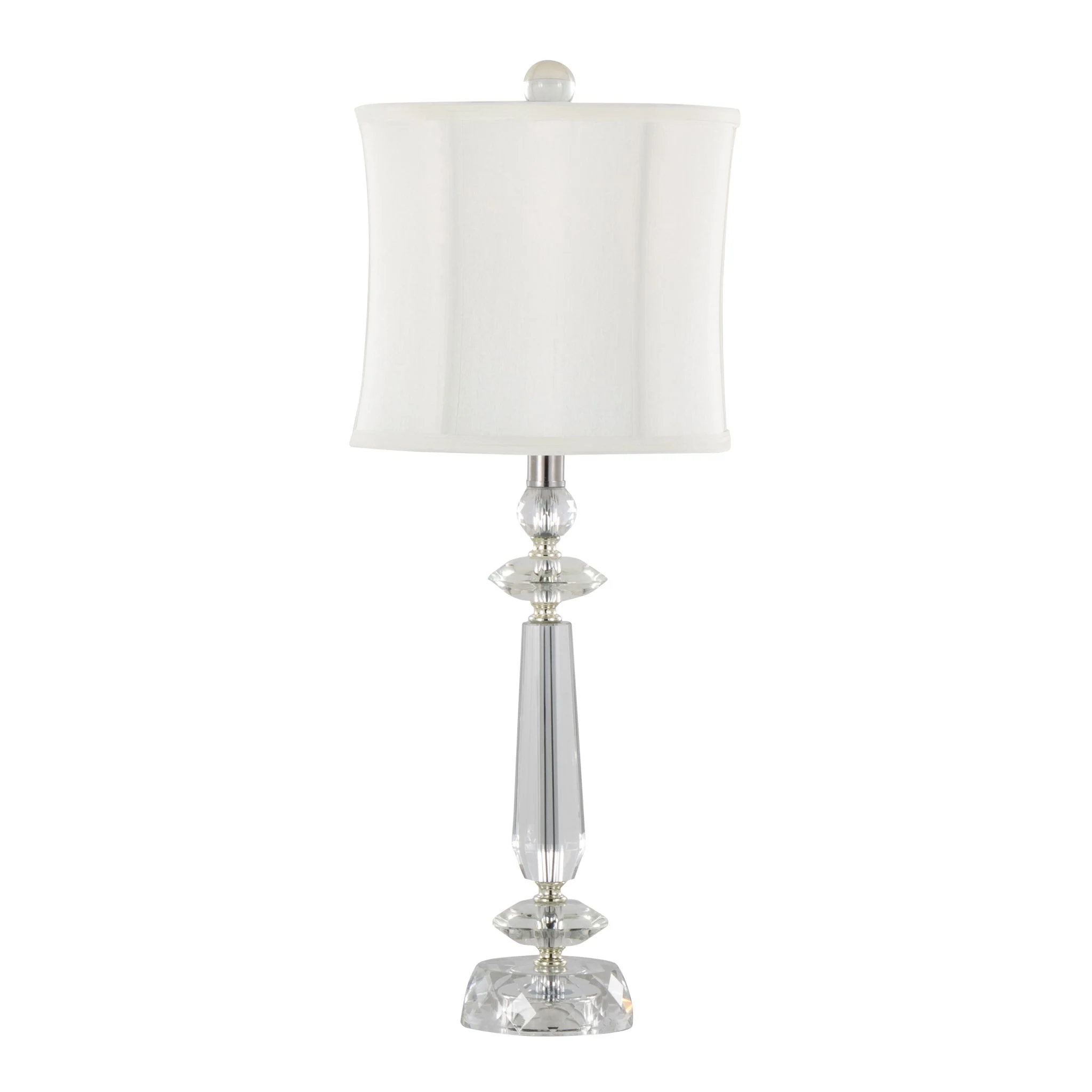 Karat - Contemporary Crystal Table Lamp (Set of 2) - Clear Crystal / Chrome / White Softback - Image 2