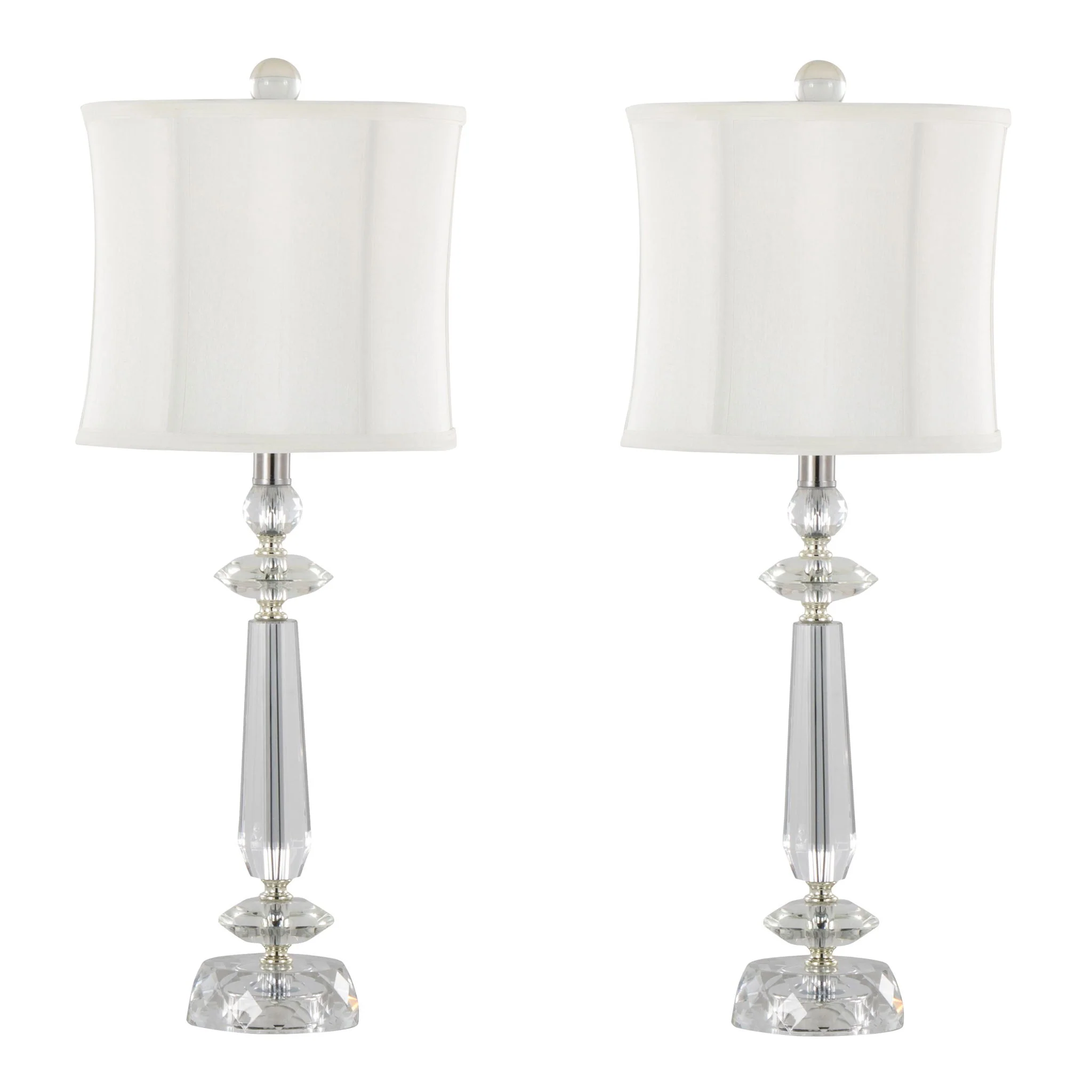 Karat - Contemporary Crystal Table Lamp (Set of 2) - Clear Crystal / Chrome / White Softback - Image 4