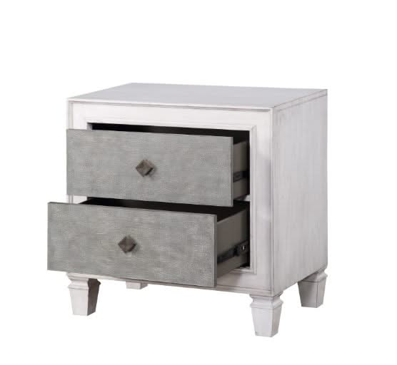 Katia - Weathered Night Stand - Gray / White - Image 3