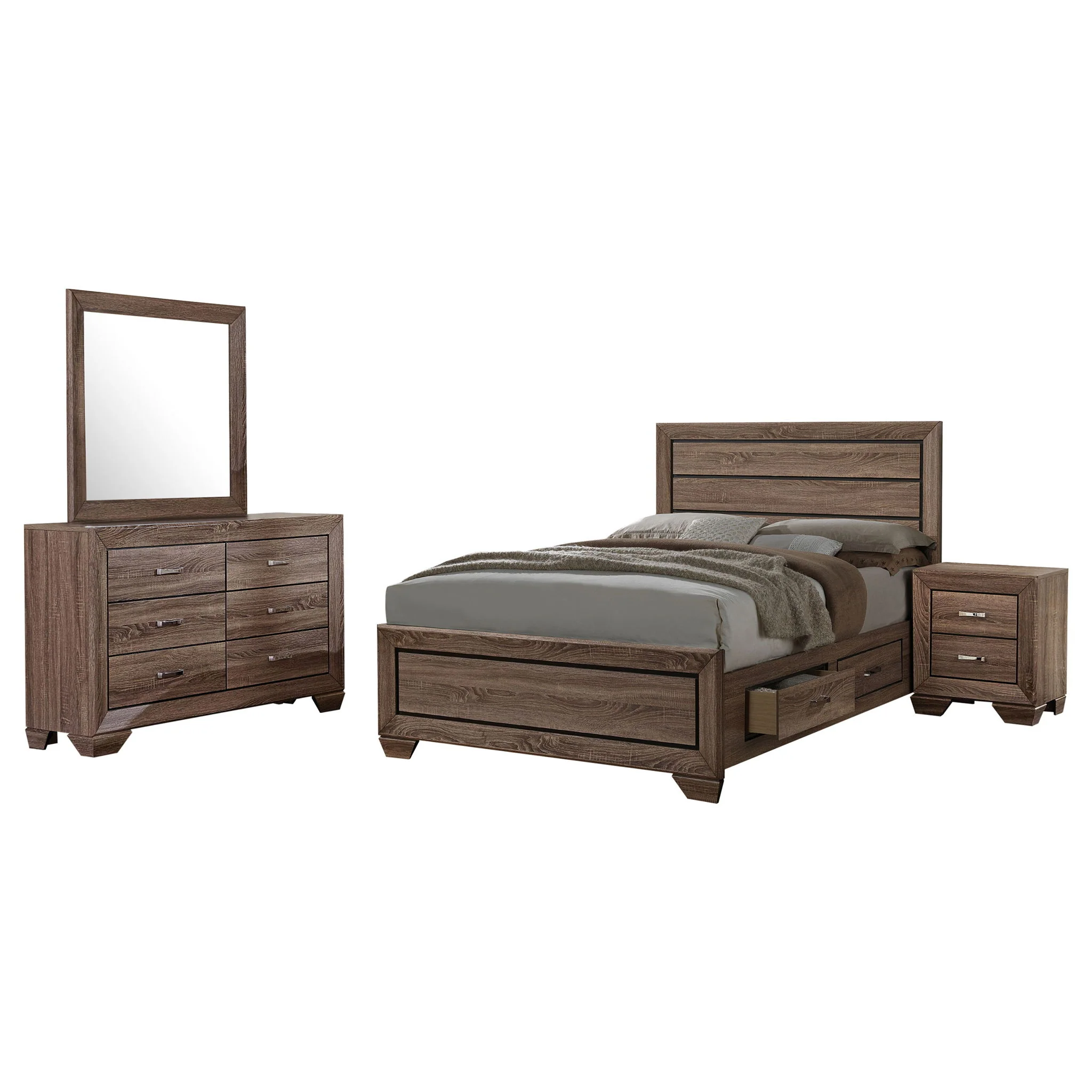 Kauffman 4-piece California King Bedroom Set Washed Taupe - Image 2