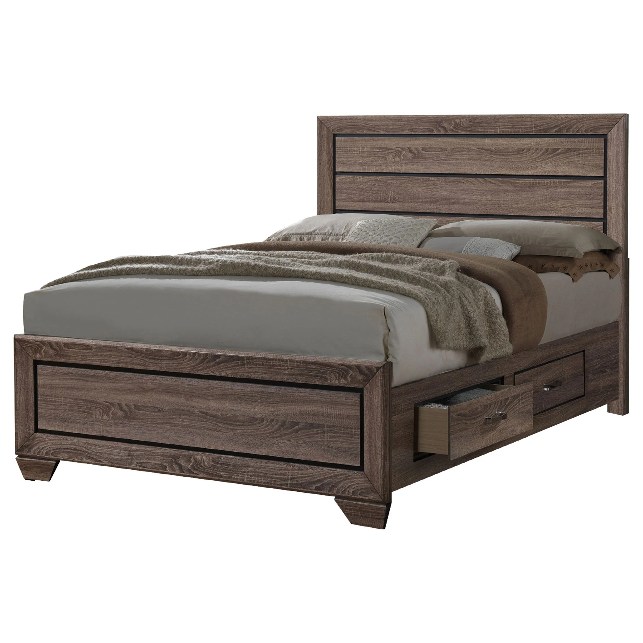Kauffman 4-piece California King Bedroom Set Washed Taupe - Image 4