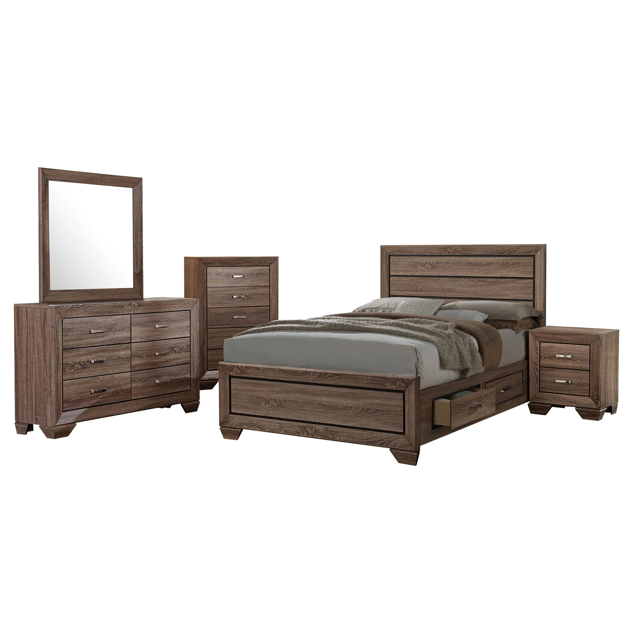 Kauffman 5-piece Eastern King Bedroom Set Washed Taupe - Image 2