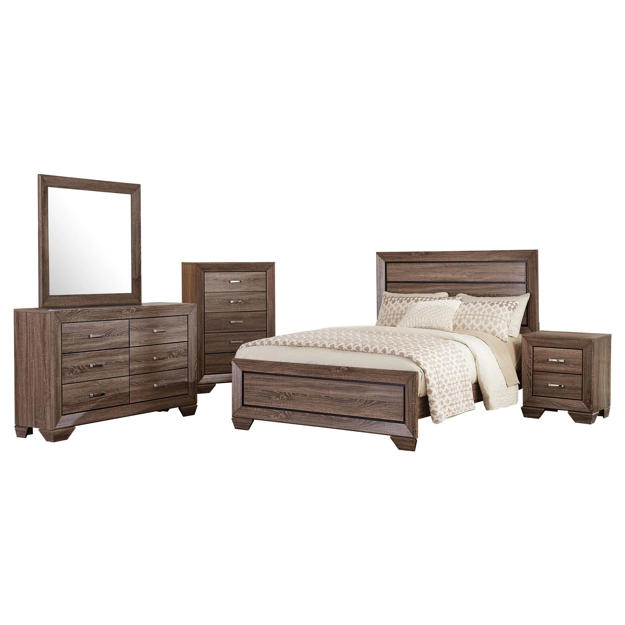 Kauffman 5-piece Queen Bedroom Set Washed Taupe - Image 2