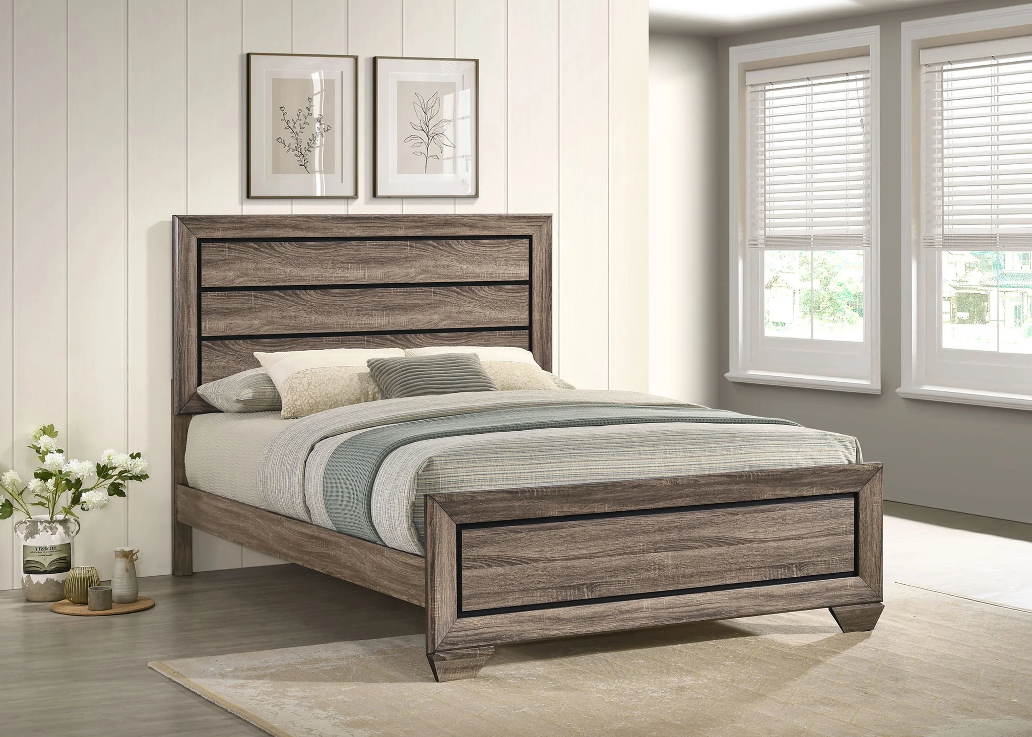 Kauffman Wood Queen Panel Bed Washed Taupe - Image 2