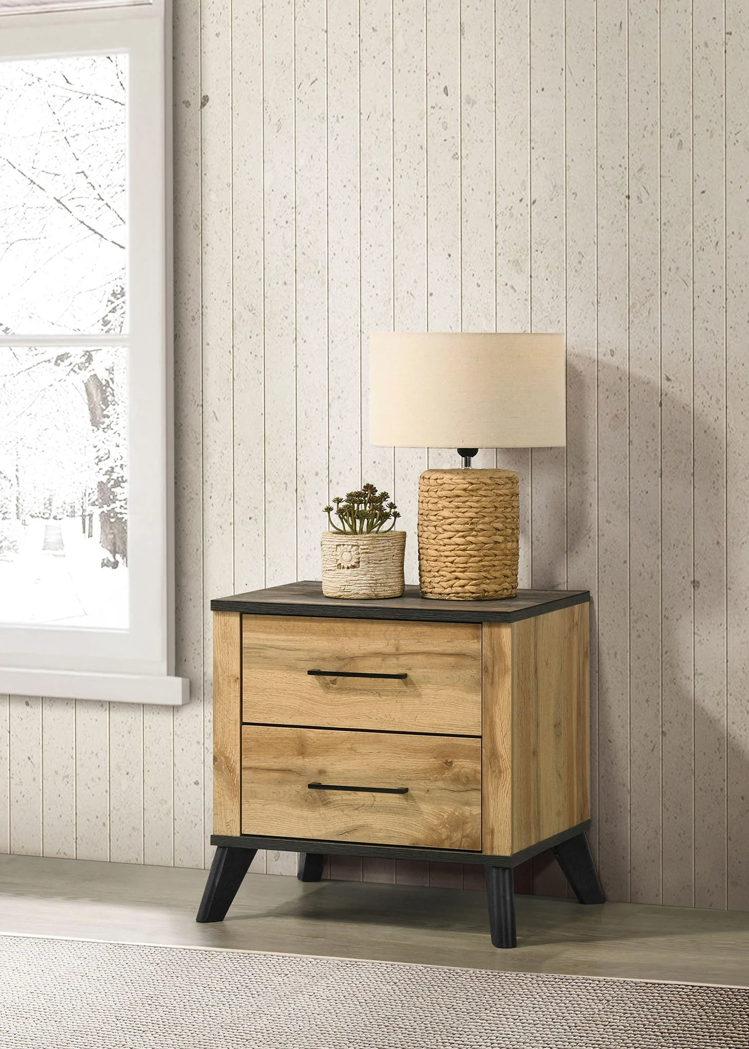 Kaywood 2-drawer Nightstand Bedside Table Natural Pine - Image 3