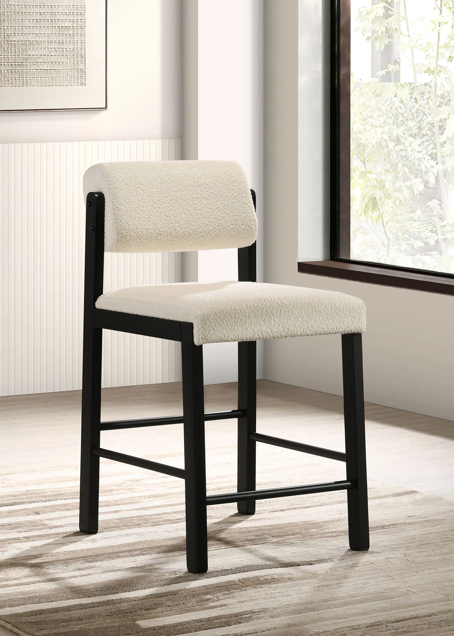 Kehoe Upholstered Counter Height Chair Cream and Black (Set of 2) - Image 2