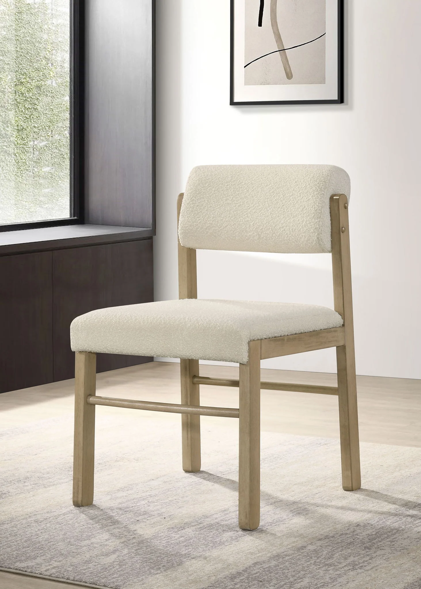 Kehoe Upholstered Dining Side Chair Cream and Natural Oak (Set of 2) - Image 4