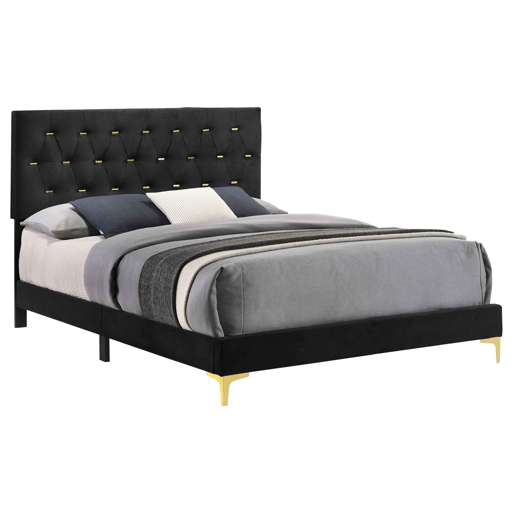 Kendall Upholstered Queen Panel Bed Black - Image 2