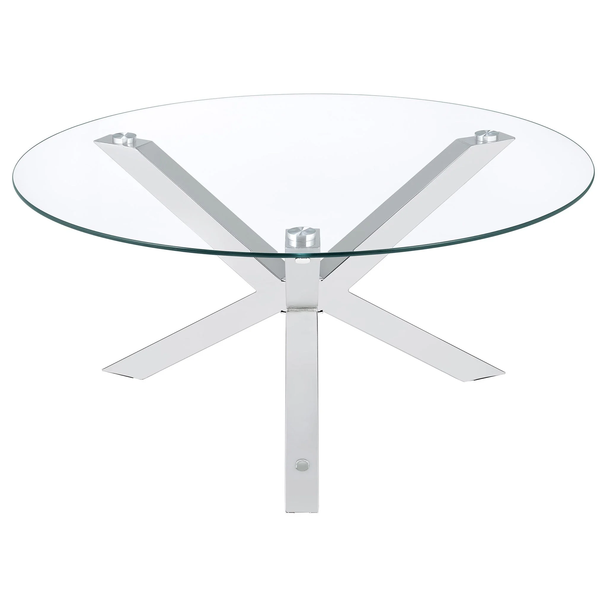 Kenzie Round Tempered Glass Top Cocktail Coffee Table Chrome - Image 2