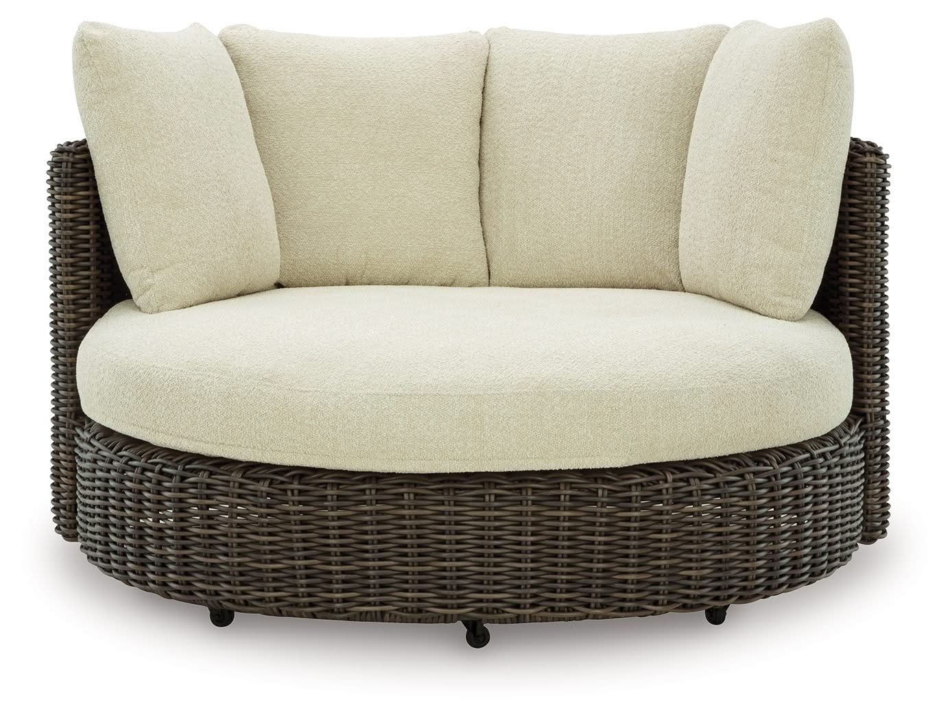Kimora - Swivel Lounge Chair With Cushion - Beige / Dark Brown - Image 2