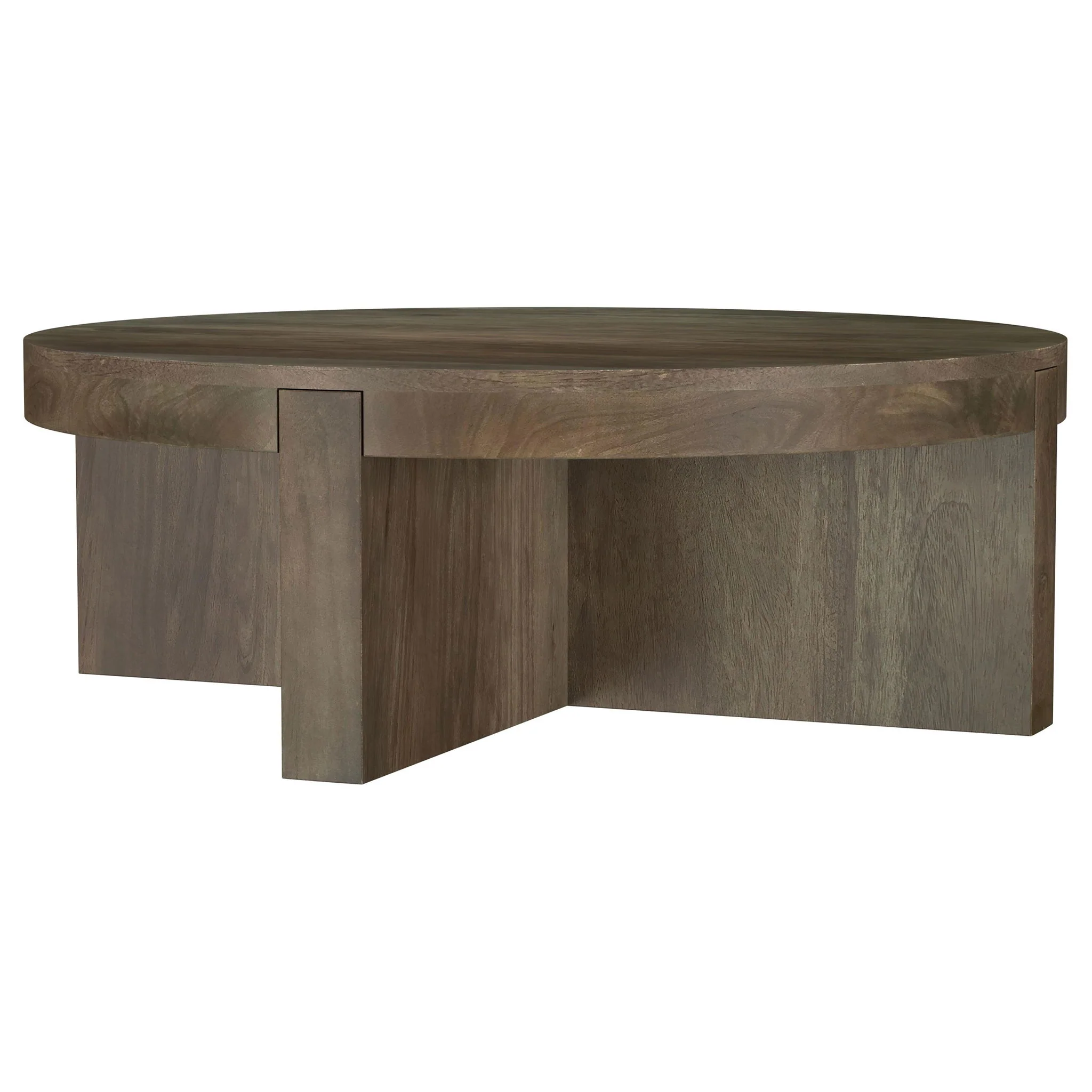 Kinkaid Round Solid Mango Wood Coffee Table Brown - Image 3