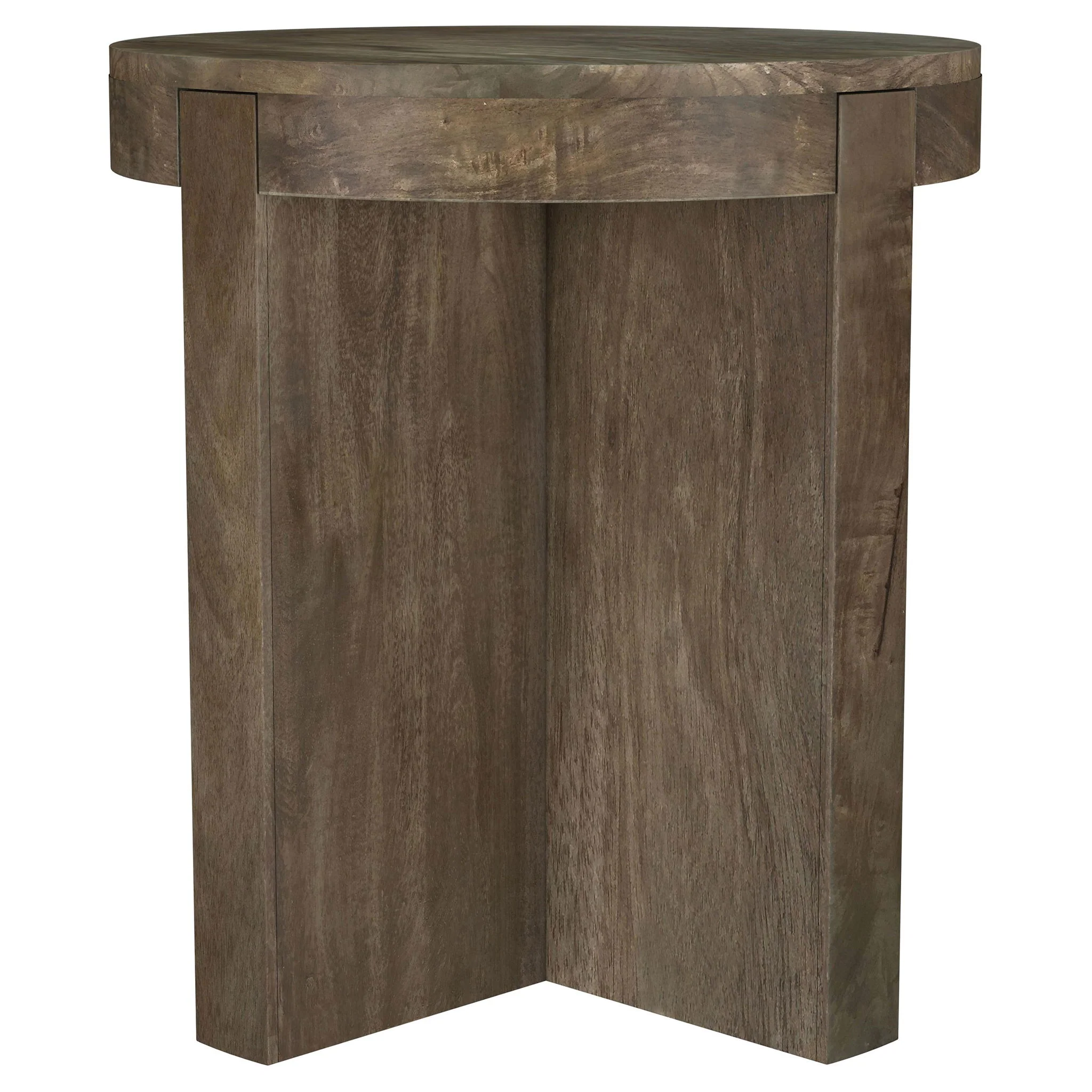 Kinkaid Round Solid Mango Wood End Table Brown - Image 2