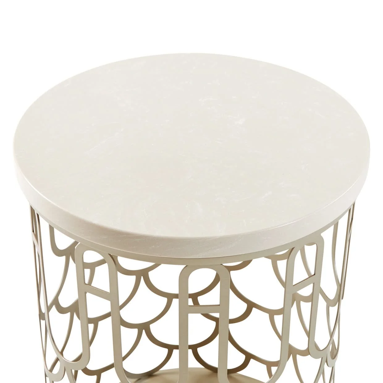 La Marisia - Marble Chairside Table - Creamy Pearl / Champagne - Image 4