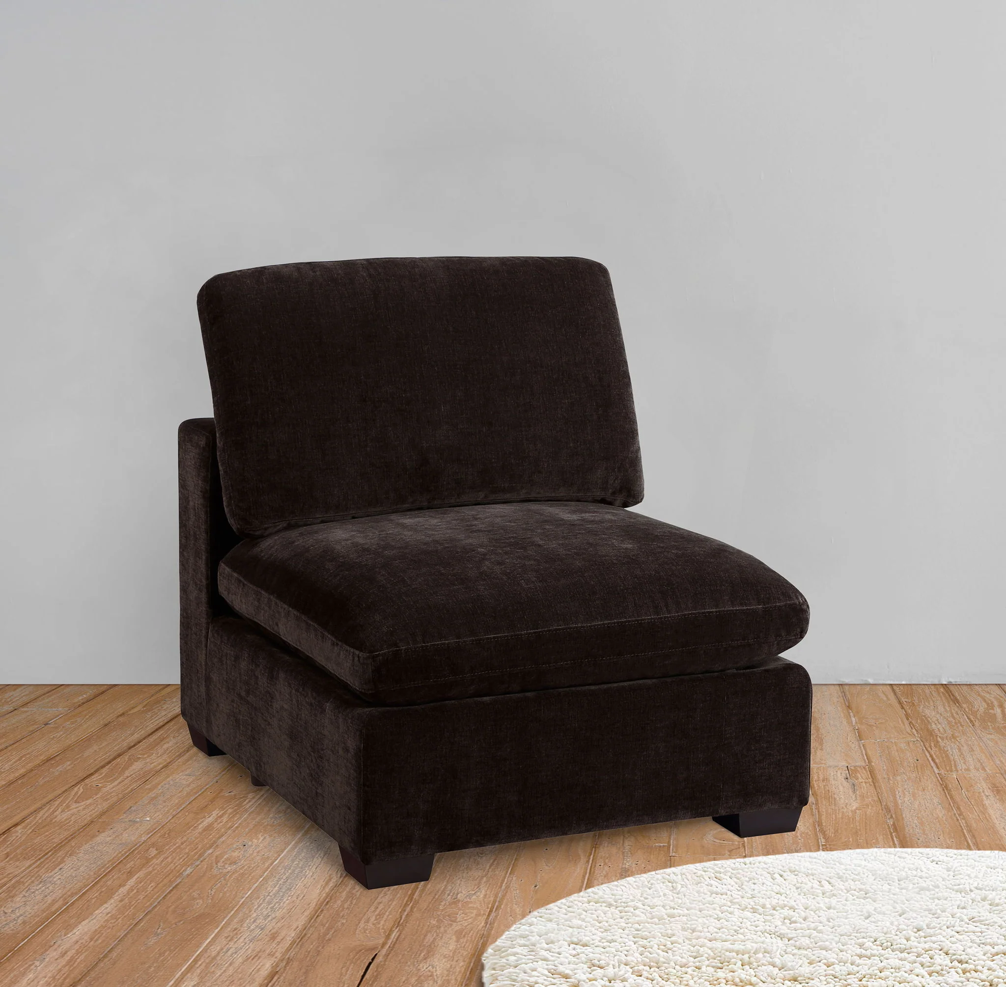 Lakeview Upholstered Armless Chair Dark Chocolate - Image 2