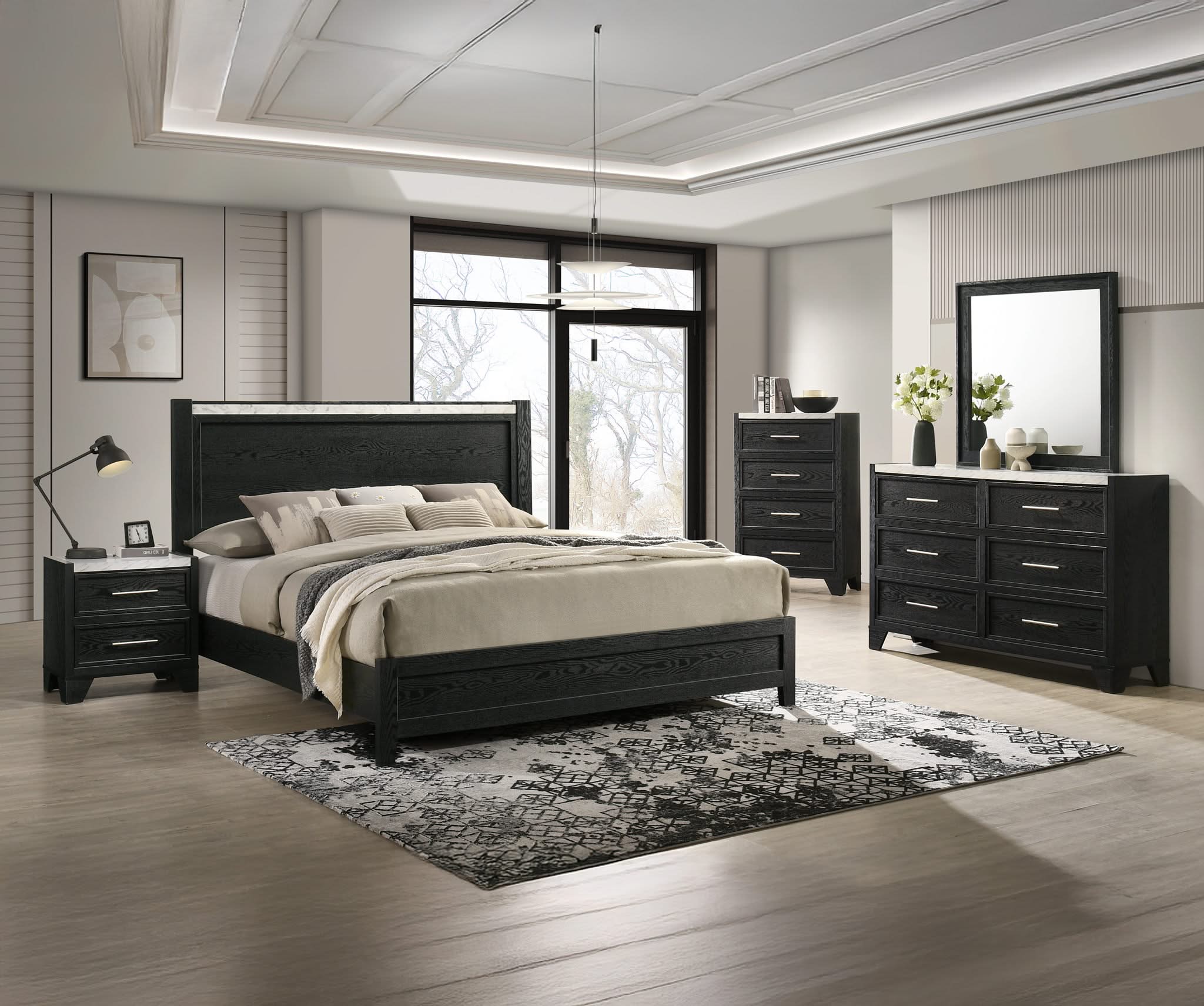 Lamar - Dresser & Mirror- Black - Image 3