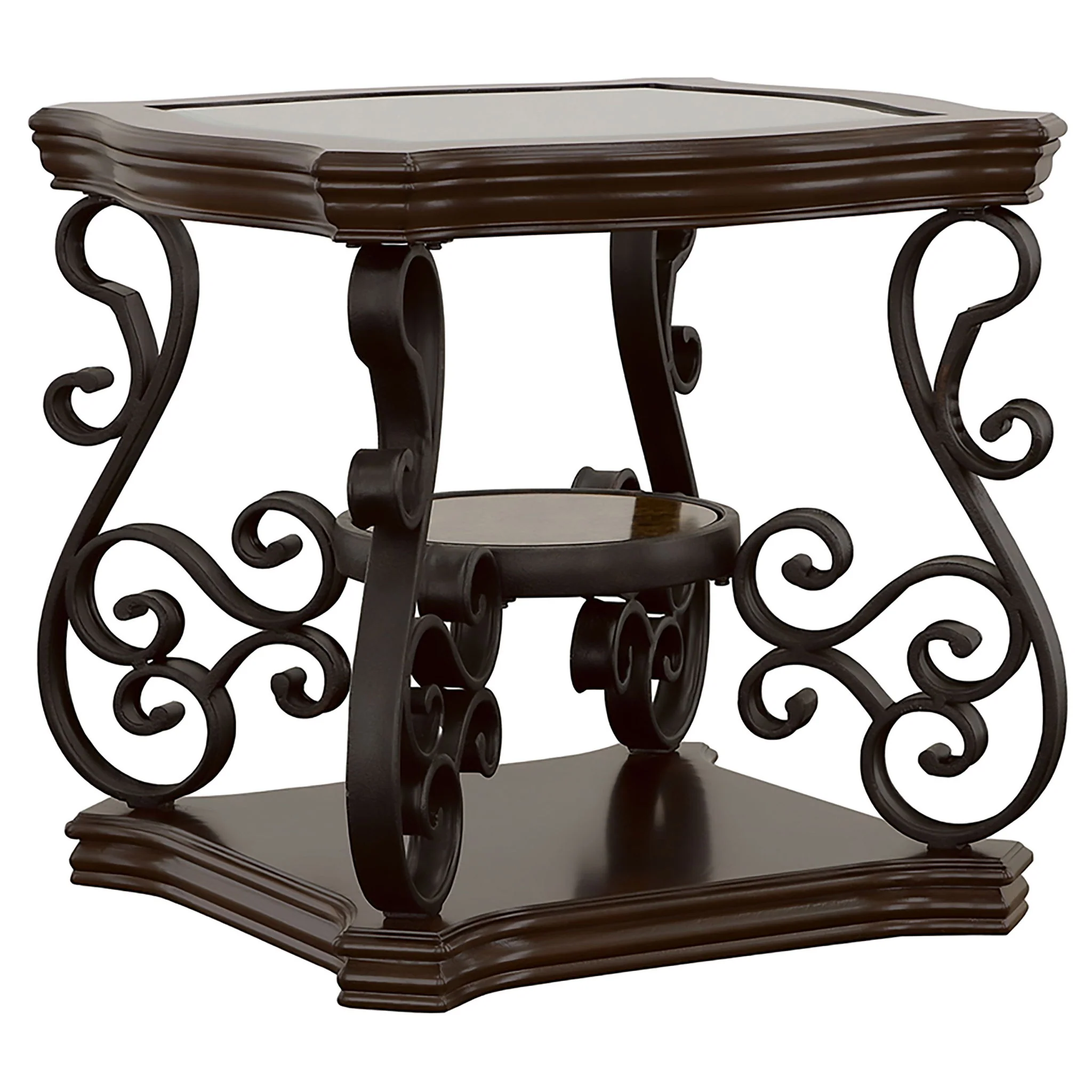 Laney 1-shelf Glass Top Square End Table Deep Merlot
