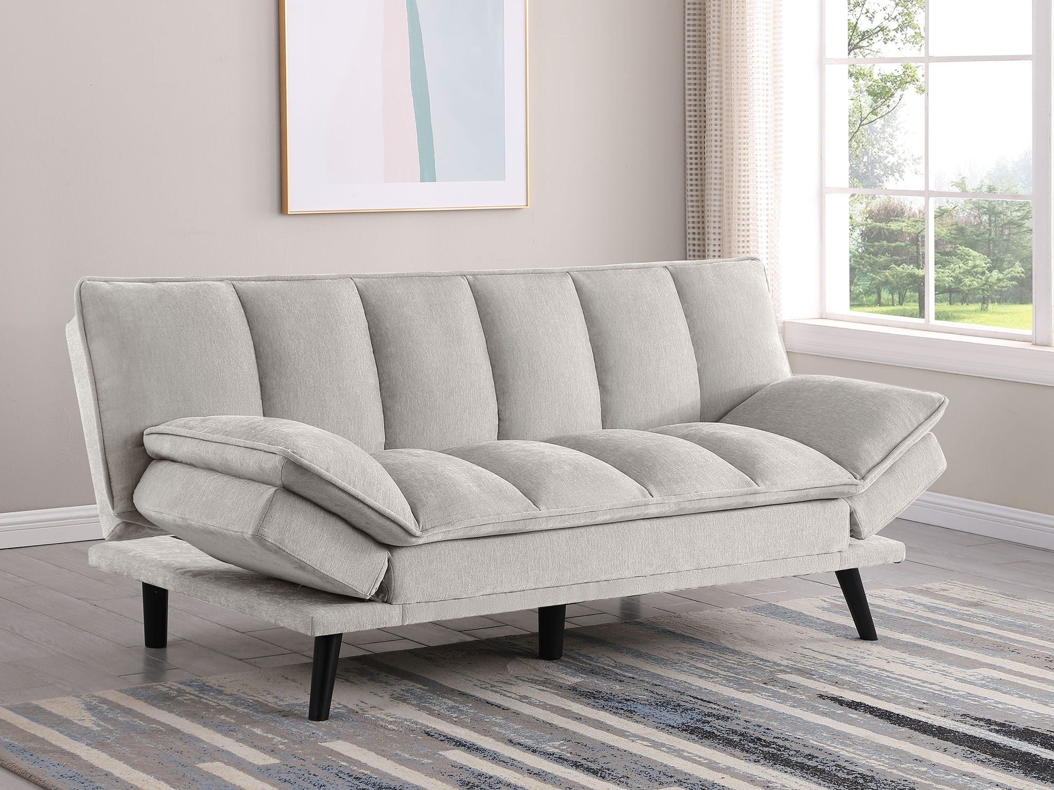 Laredo Upholstered Tufted Convertible Sofa Bed Light Grey - Image 3