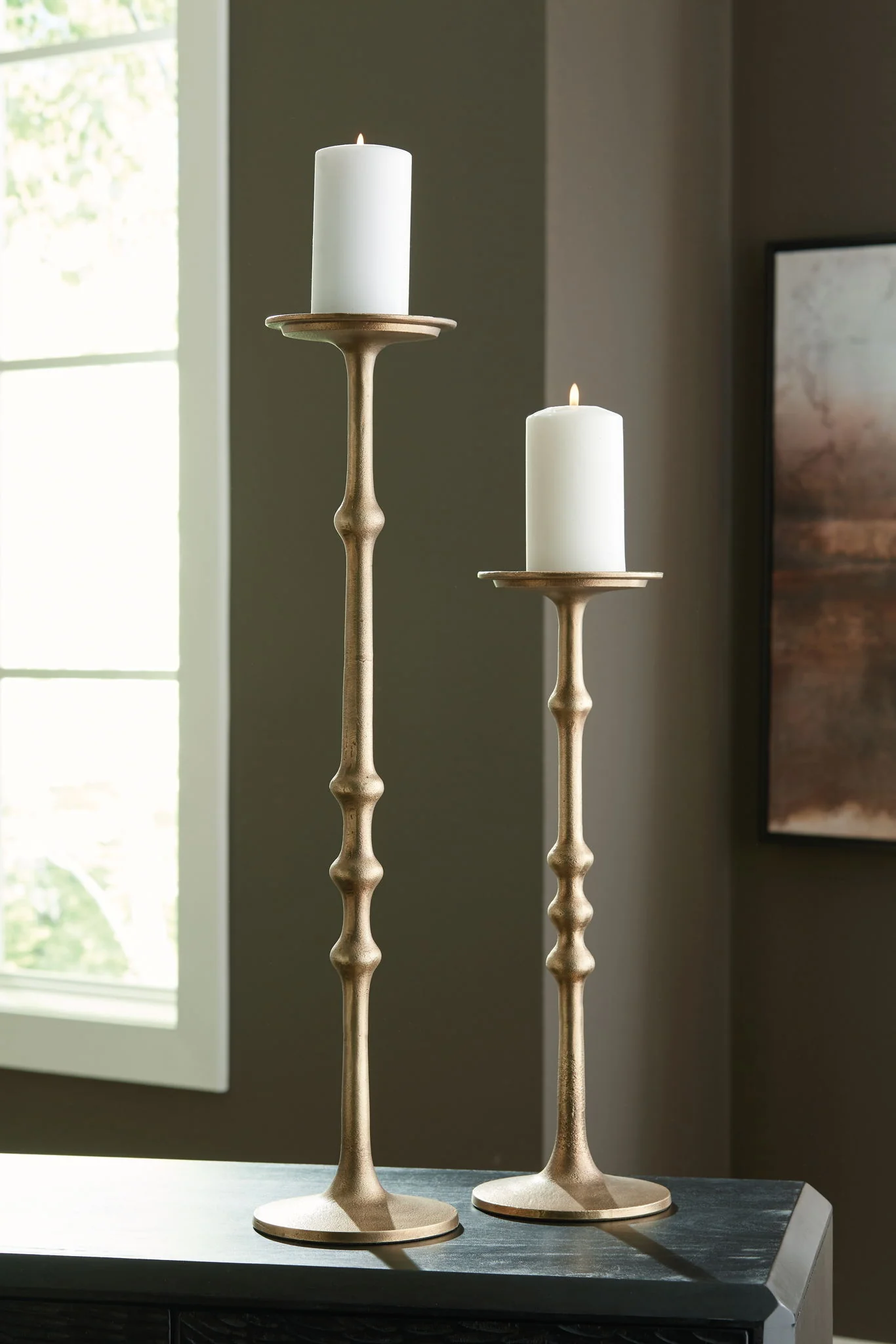 Larwick - Candle Holder Set (Set of 2) - Antique Brass Finish - Image 4