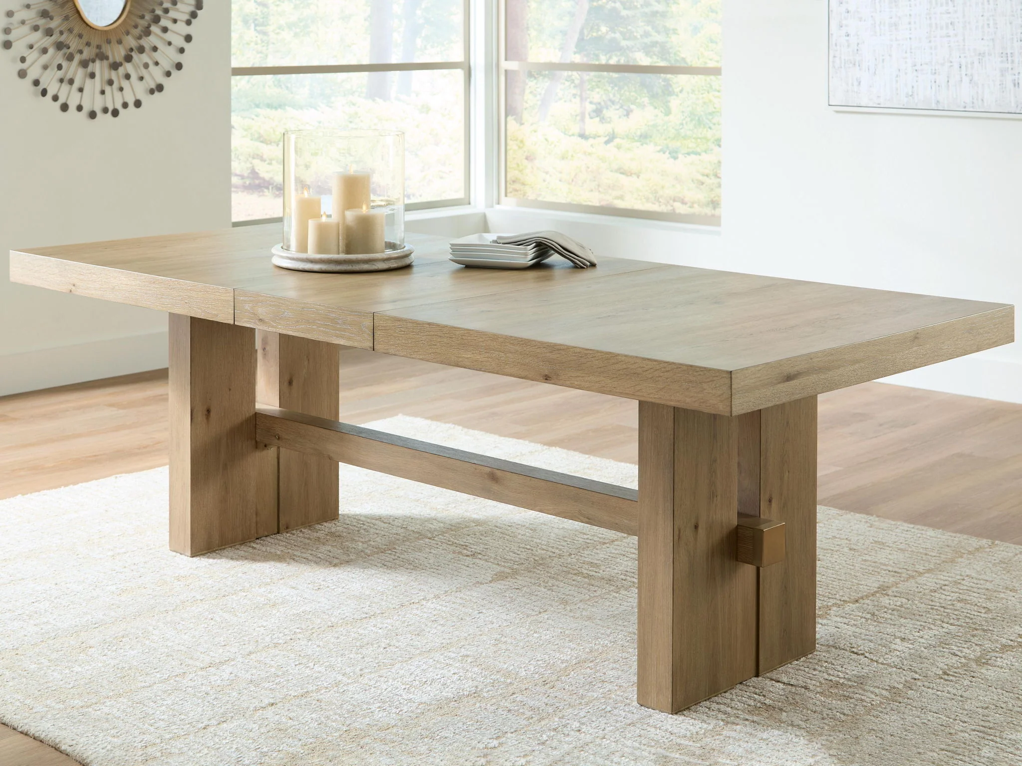 Lasinger - Rectangular Dining Room Extension Table - Light Brown - Image 4