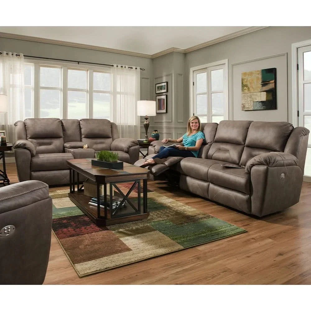 Latitude Power Leather Reclining Loveseat with Console, Cupholders and Wall Hugger Design - Image 5