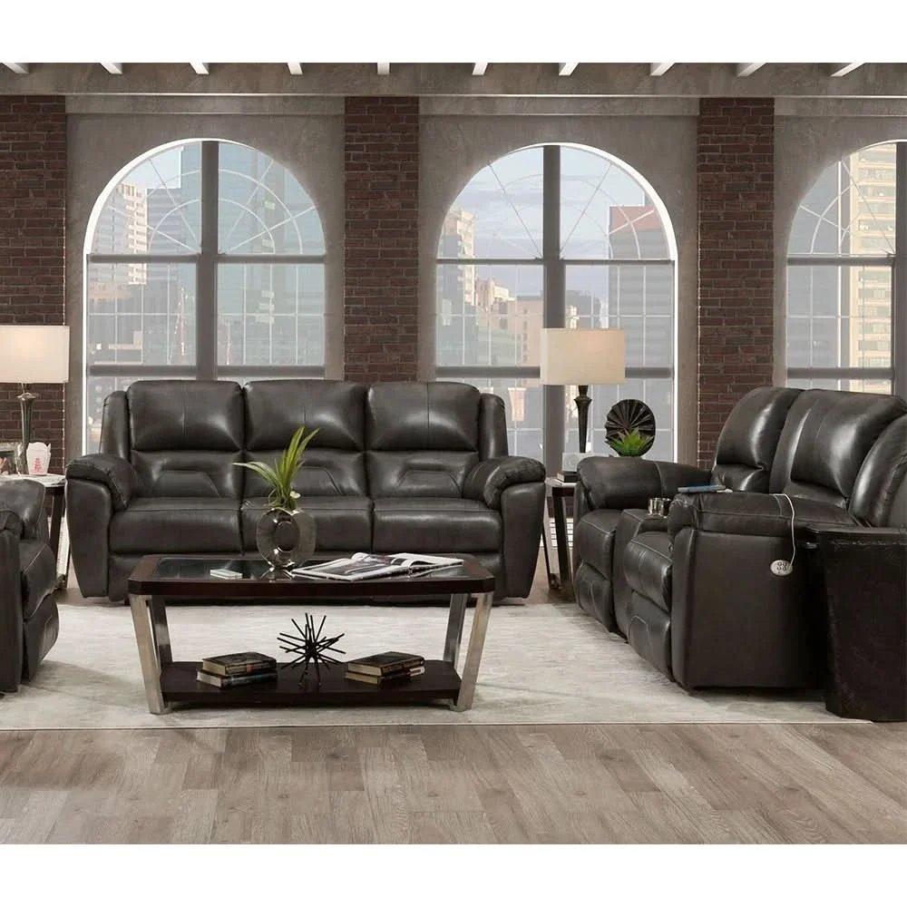 Latitude Power Leather Reclining Loveseat with Console, Cupholders and Wall Hugger Design - Image 6