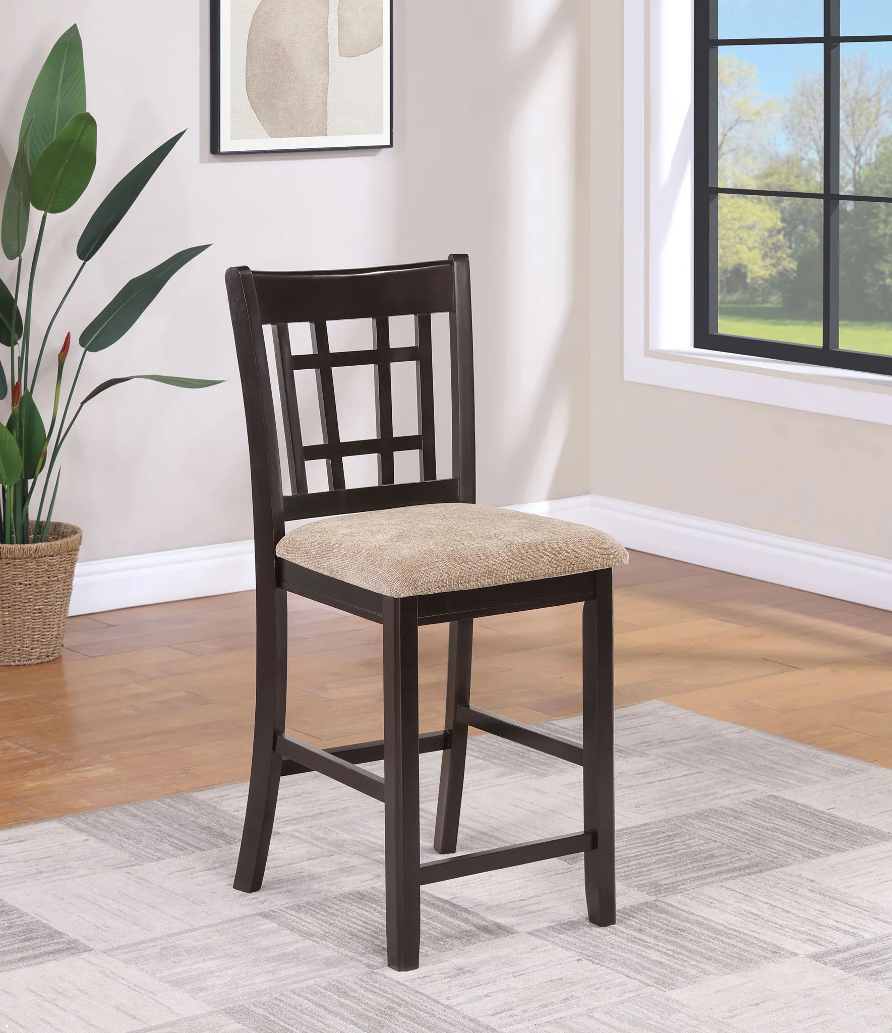 Lavon Wood Counter Height Dining Chair Tan and Espresso (Set of 2) - Image 4