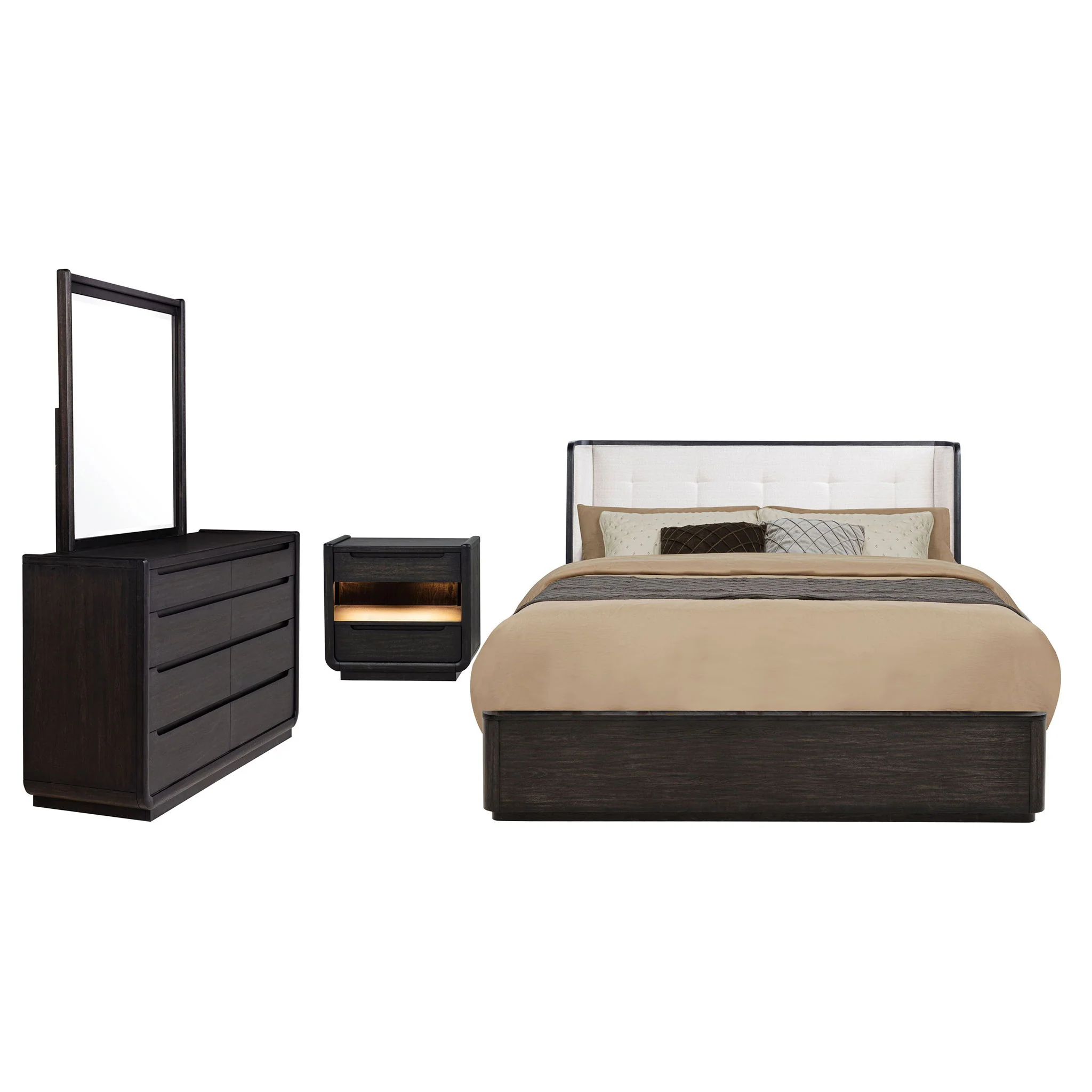 Leandro 4-piece California King Bedroom Set Burnished Black - Image 2