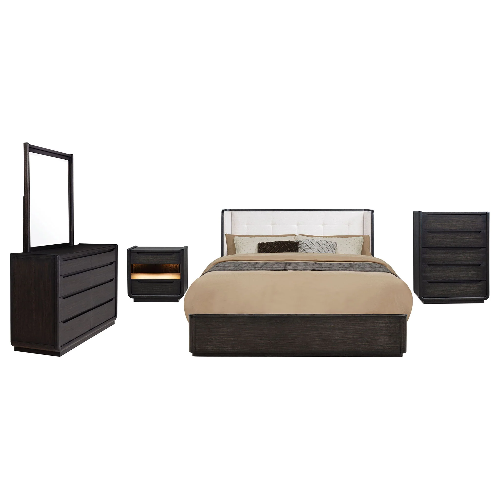 Leandro 5-piece California King Bedroom Set Burnished Black - Image 4