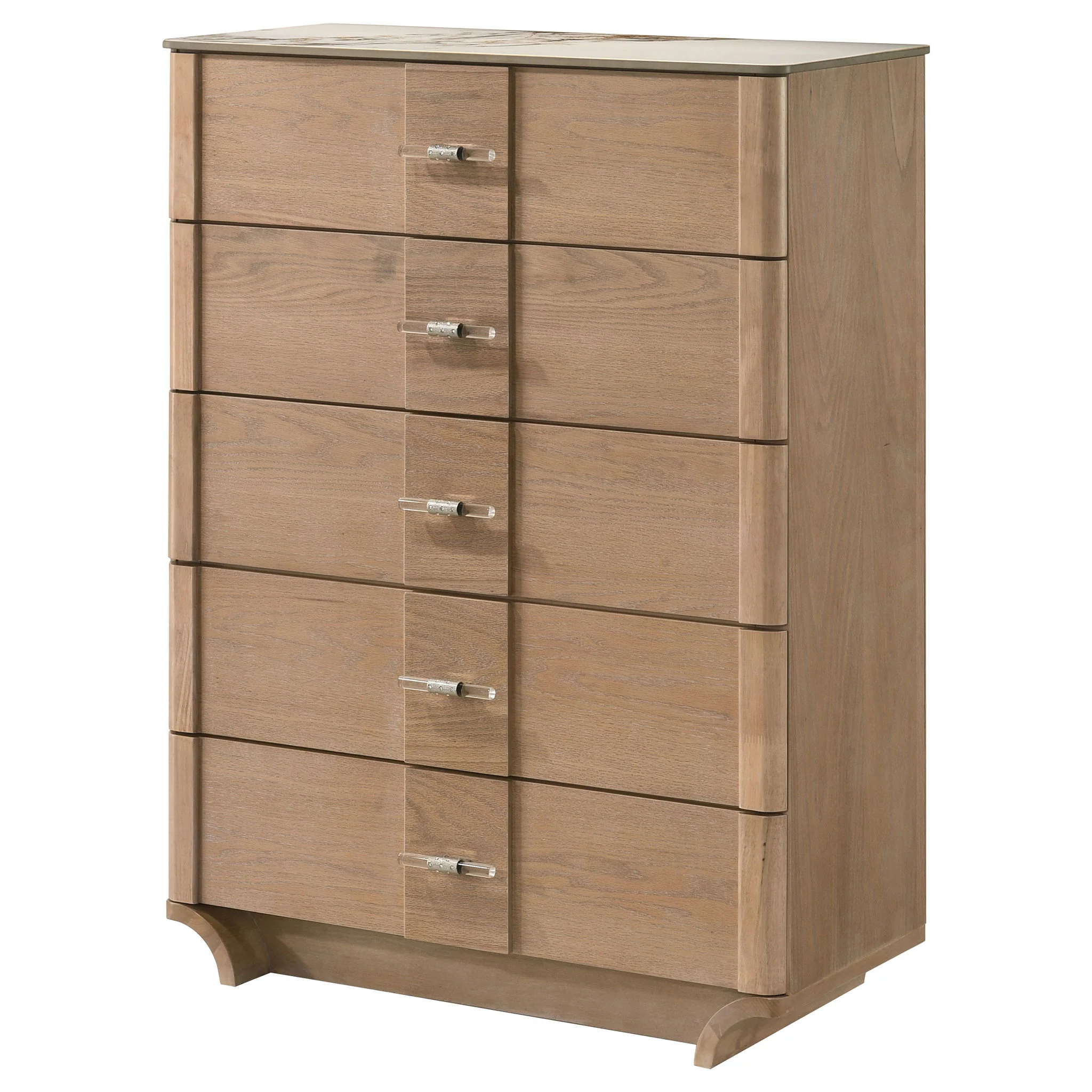 Leanne 5-drawer Sinter Stone Top Chest of Drawers Light Oak - Image 2