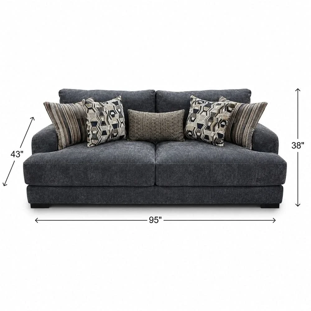 Lennon Pewter Oversized Sofa with Accent Pillows - Image 3