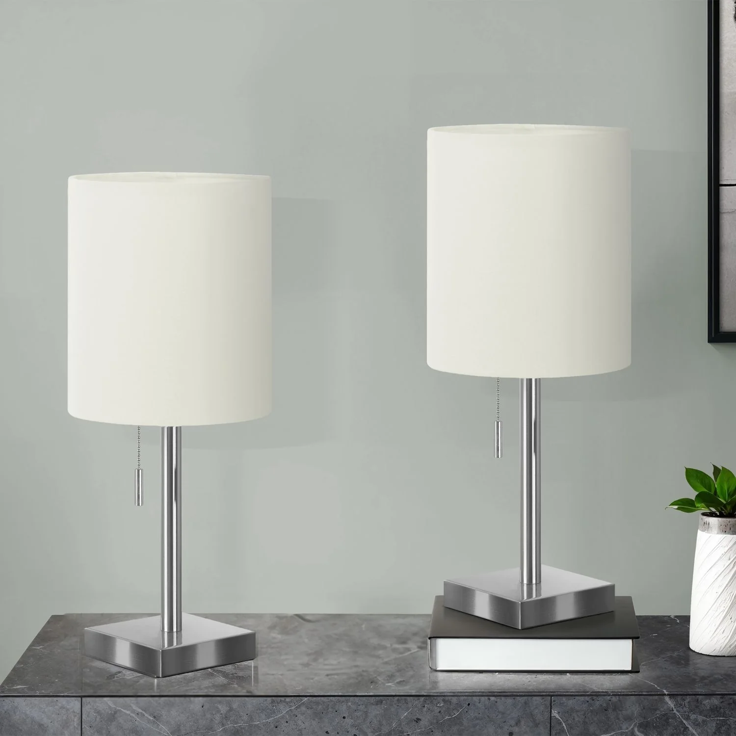 Lighting, Table Lamp, USB Port Included, Nickel, Contemporary (Set of 2) - Image 4