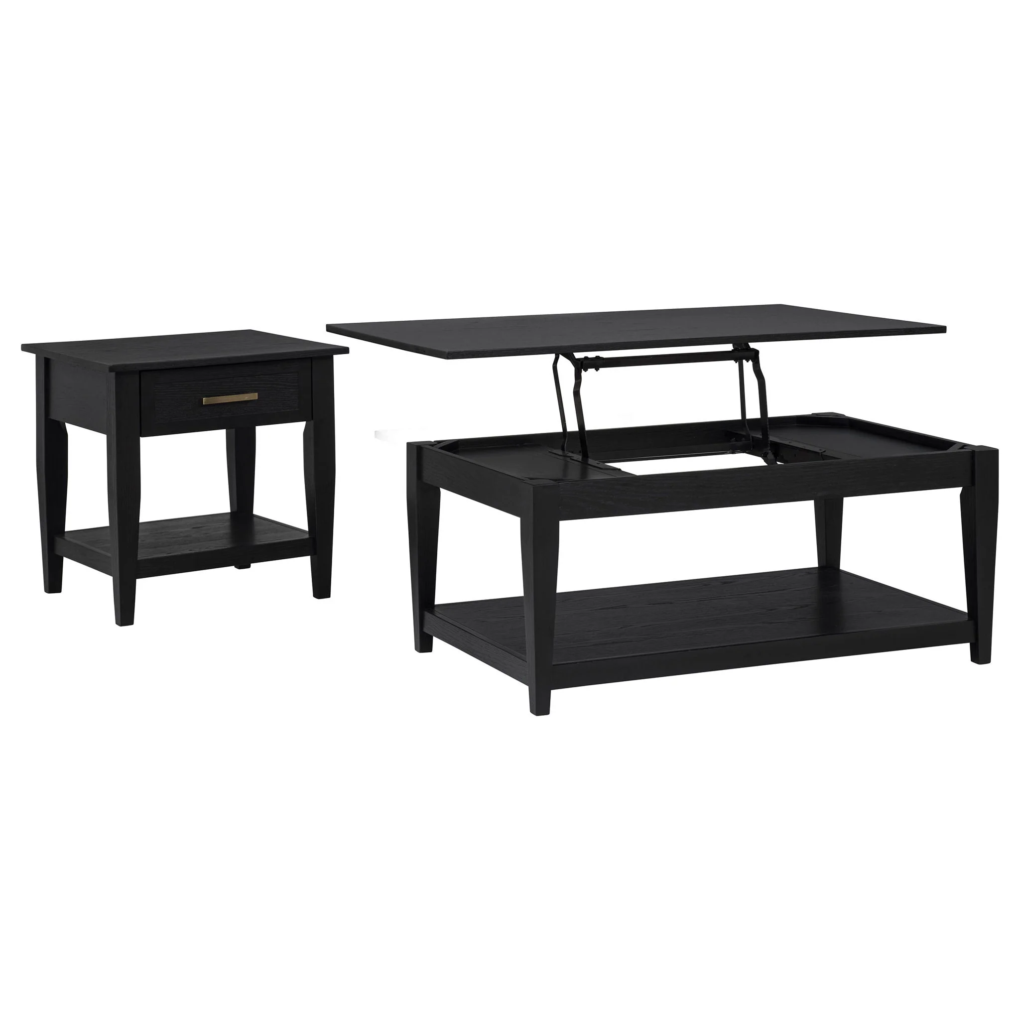 Lindenton 2-piece Wood Lift-Top Coffee and End Table Set Black - Image 4
