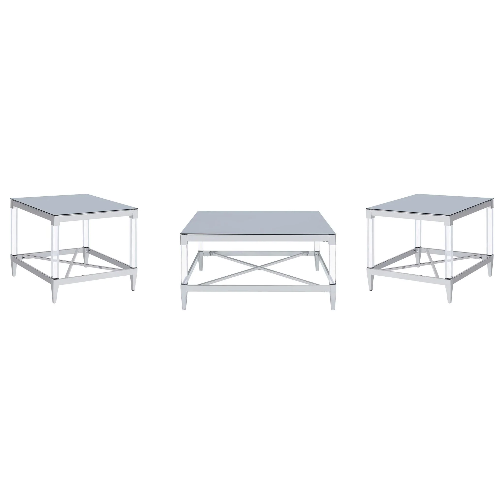 Lindley 3-piece Square Coffee and End Table Set Chrome - Image 4