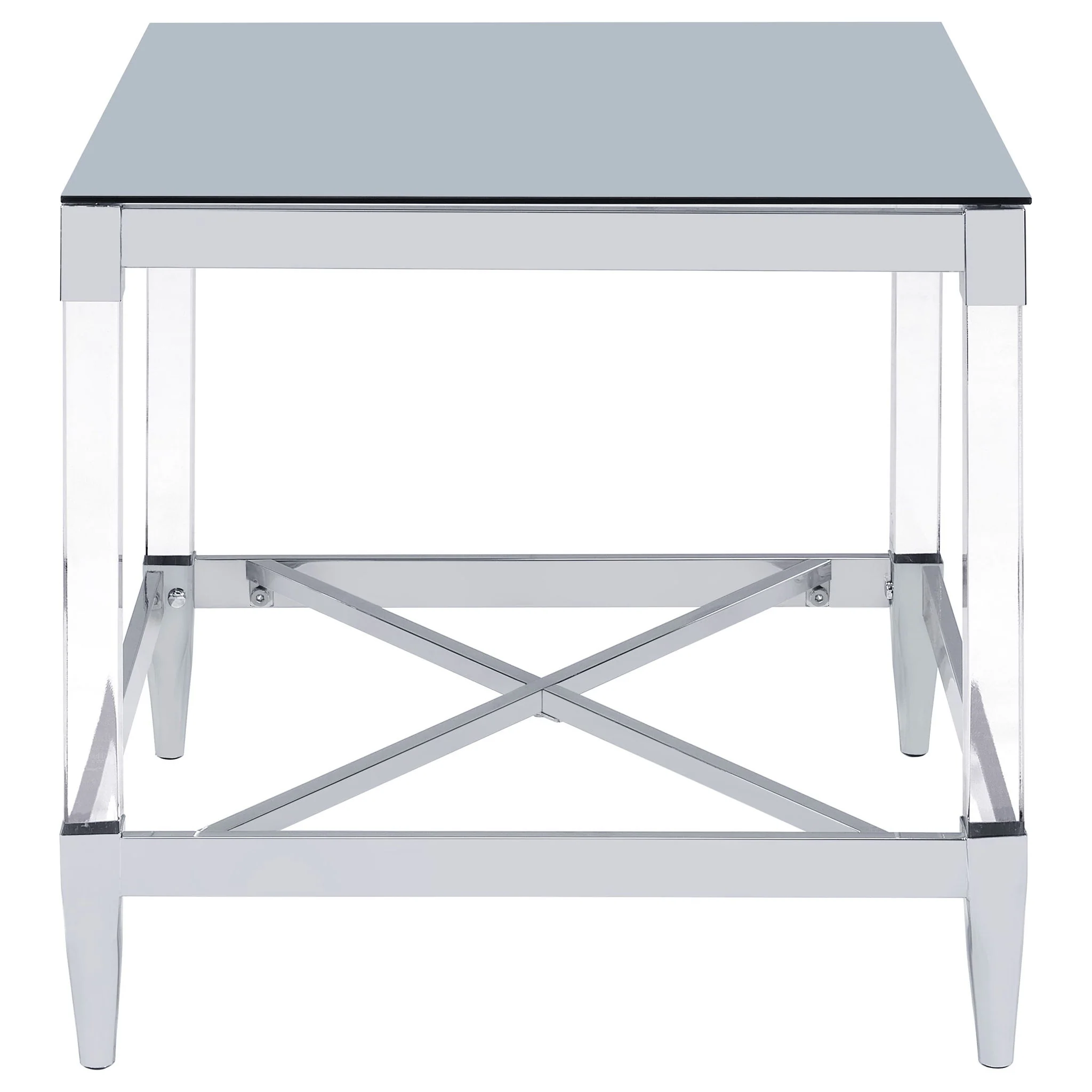 Lindley Square Tempered Mirror Acrylic Side End Table Chrome - Image 4
