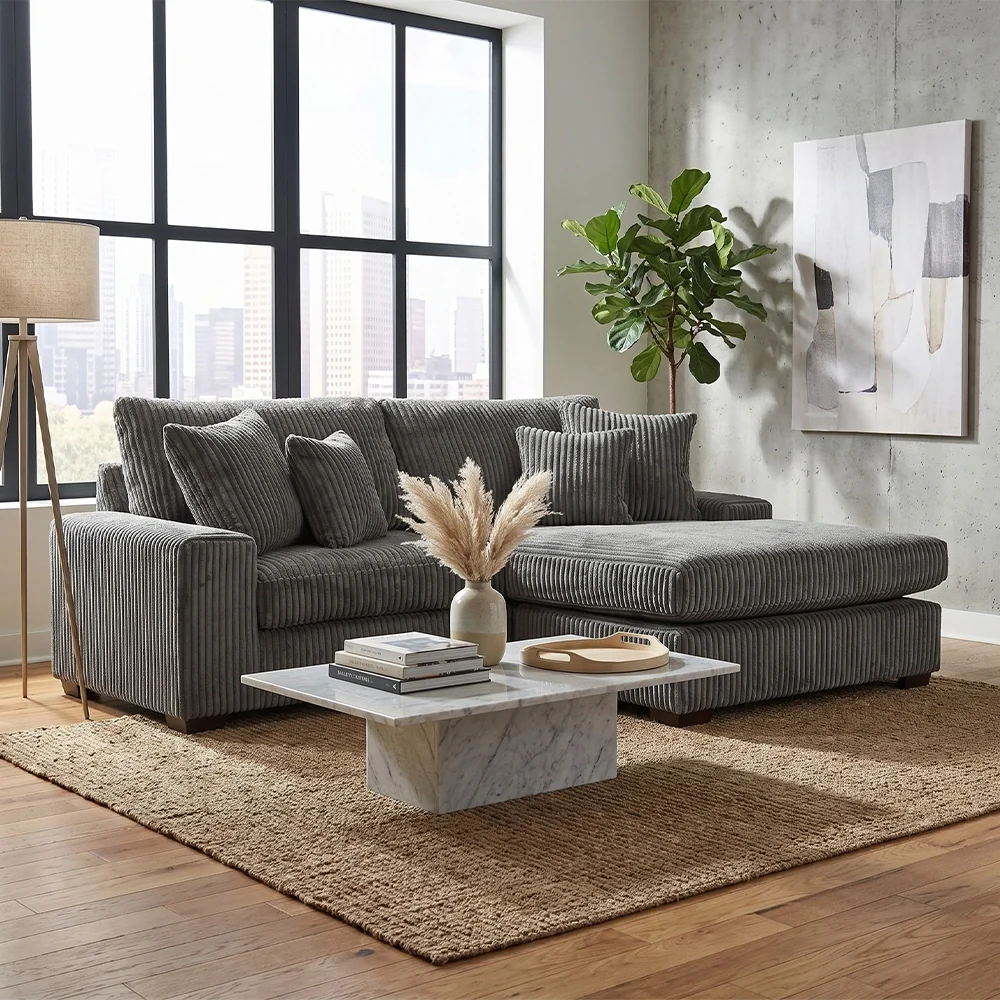 Linx Modern 2 PC Modular Sectional with Chaise and Accent Pillows - Image 3