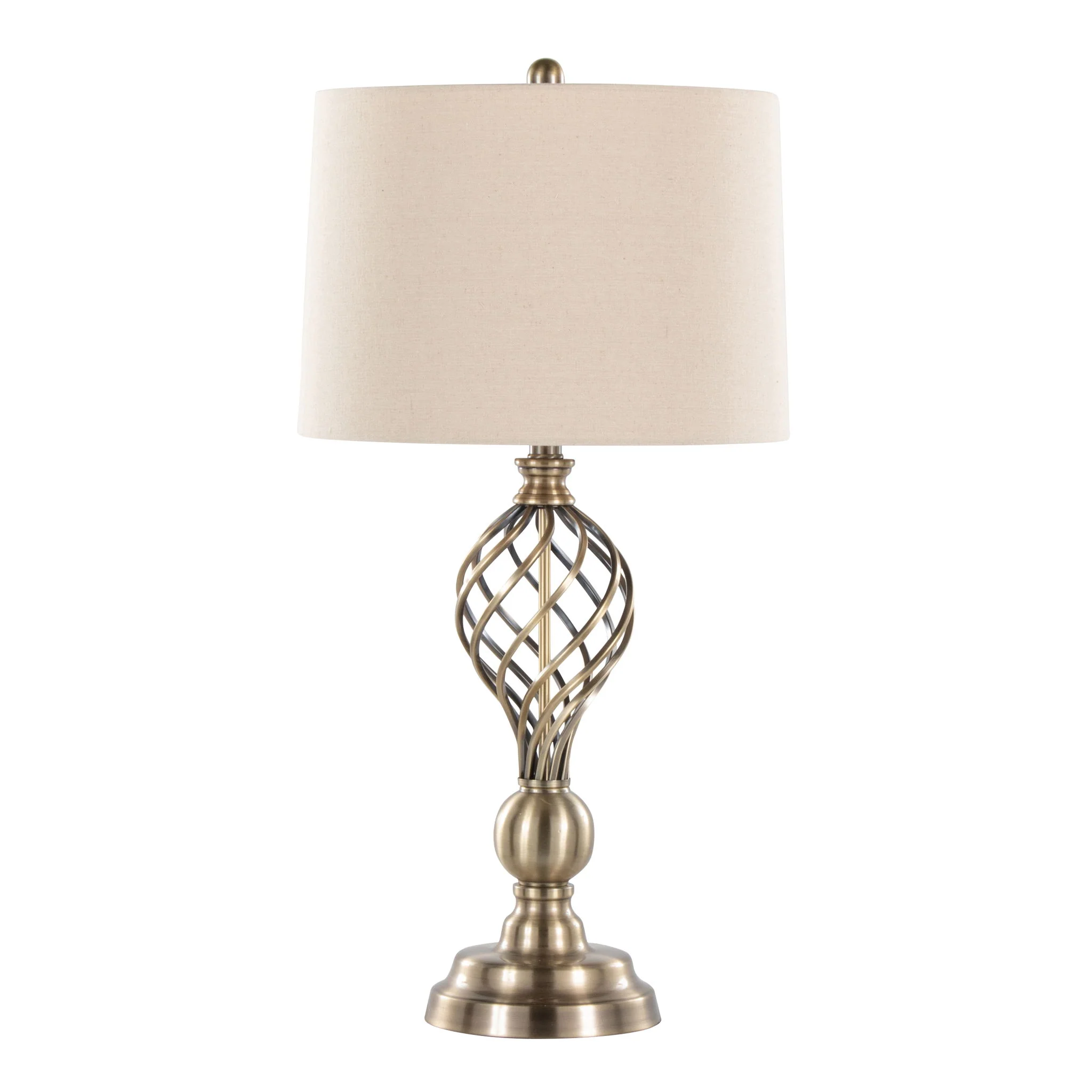 Linx - Twist Contemporary Table Lamp (Set of 2) - Antique Soft Brass / White - Image 4