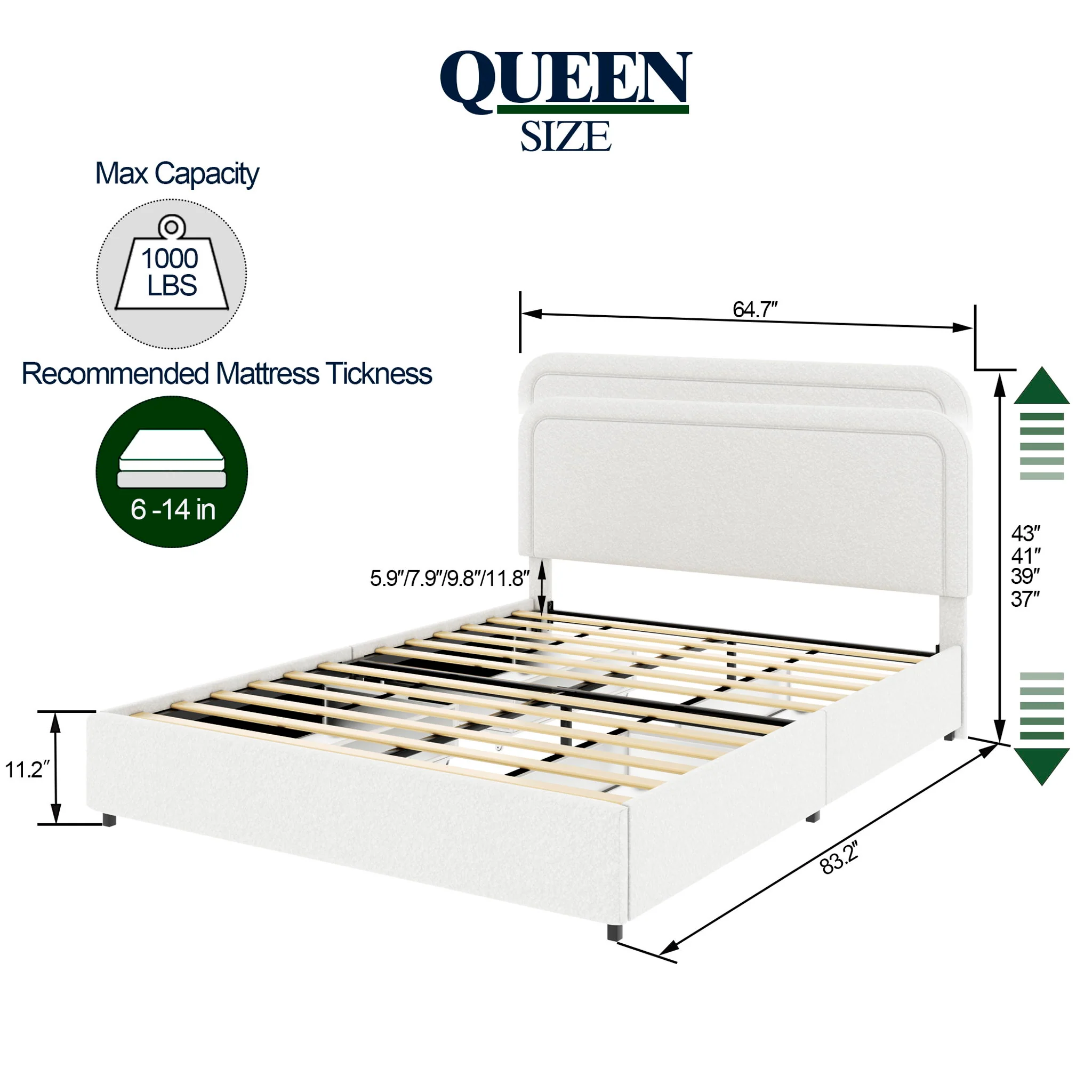 Liv - Patented With Drawers Upholstered Storage Platform Bed - Image 3