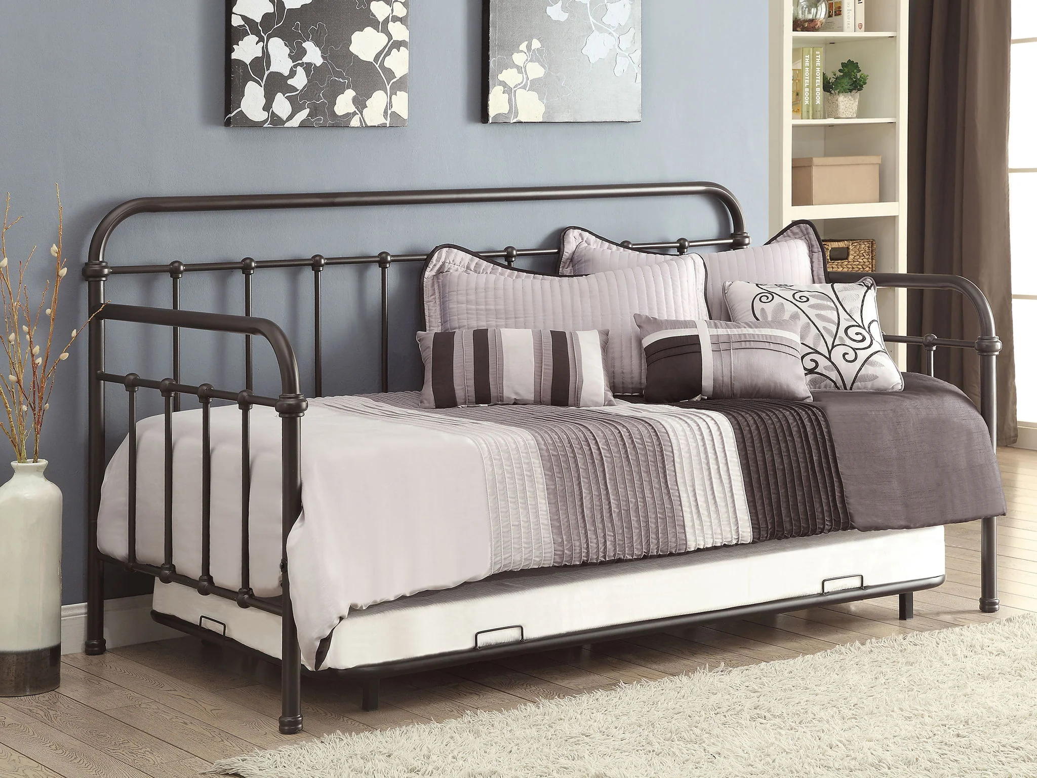 Livingston Metal Twin Daybed with Trundle Dark Bronze - Image 2
