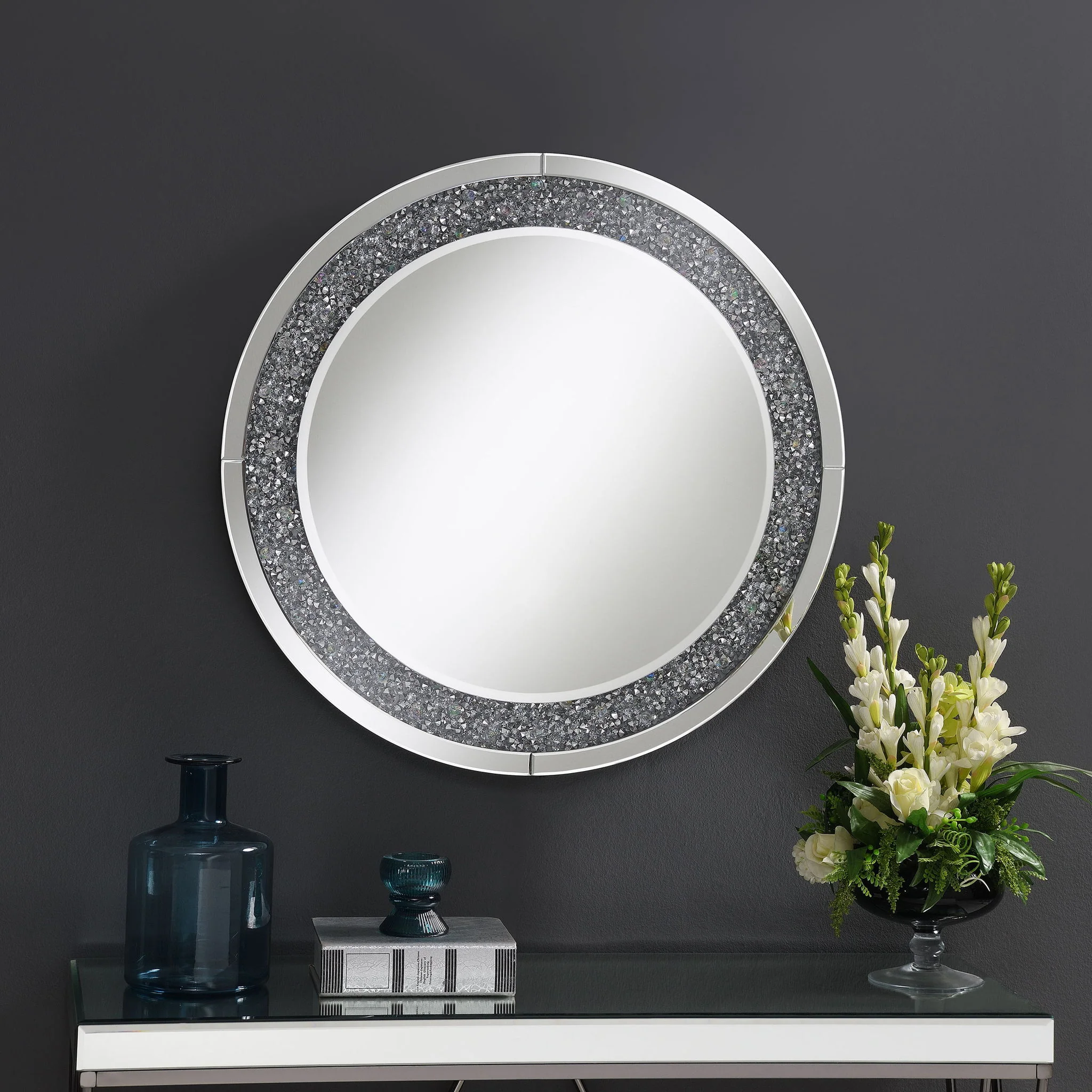 Lixue 32 x 32 Inch Round Wall Mirror LED Lighting Silver - Image 2