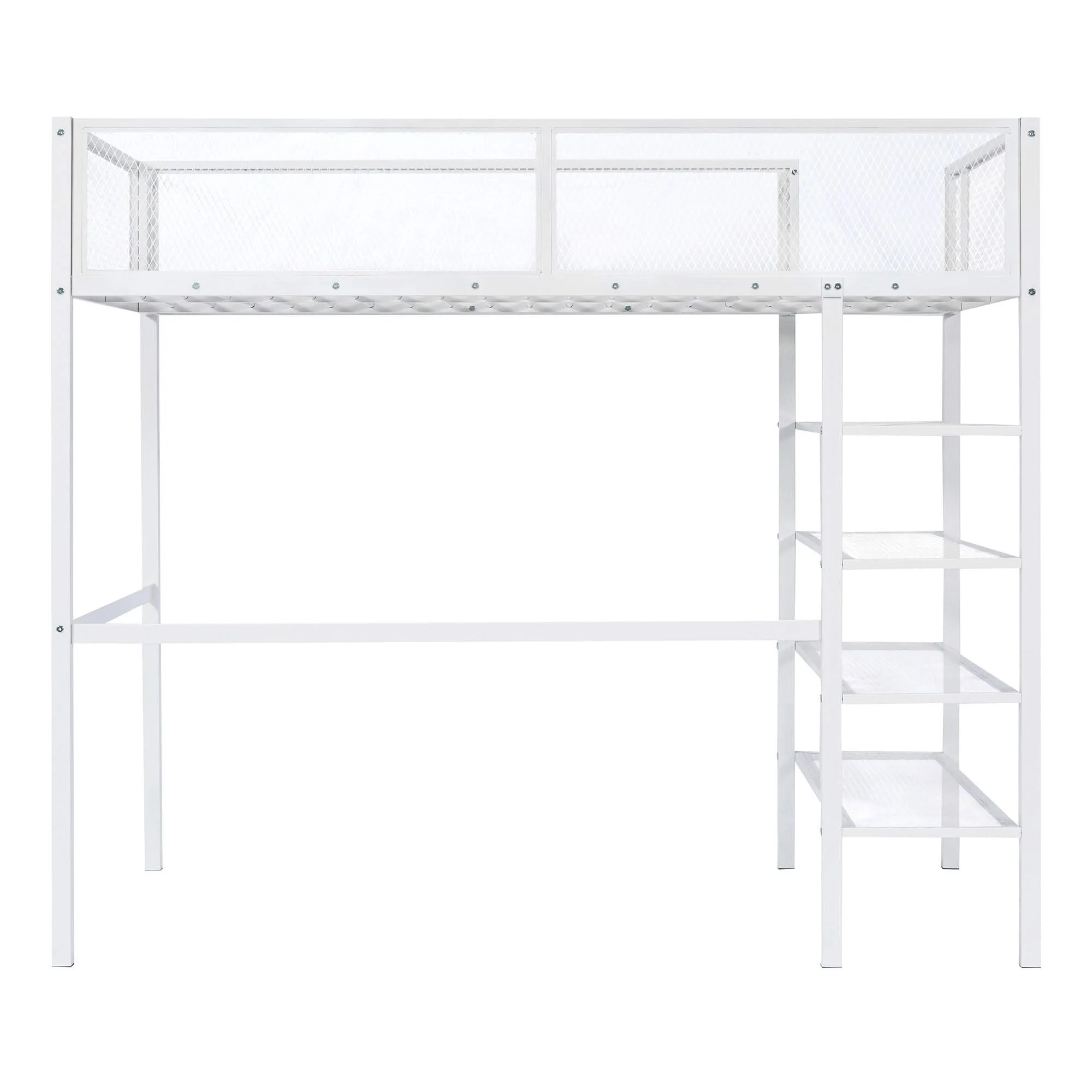 Loft Bed With 4 Tier Shelves And Storage - Image 11